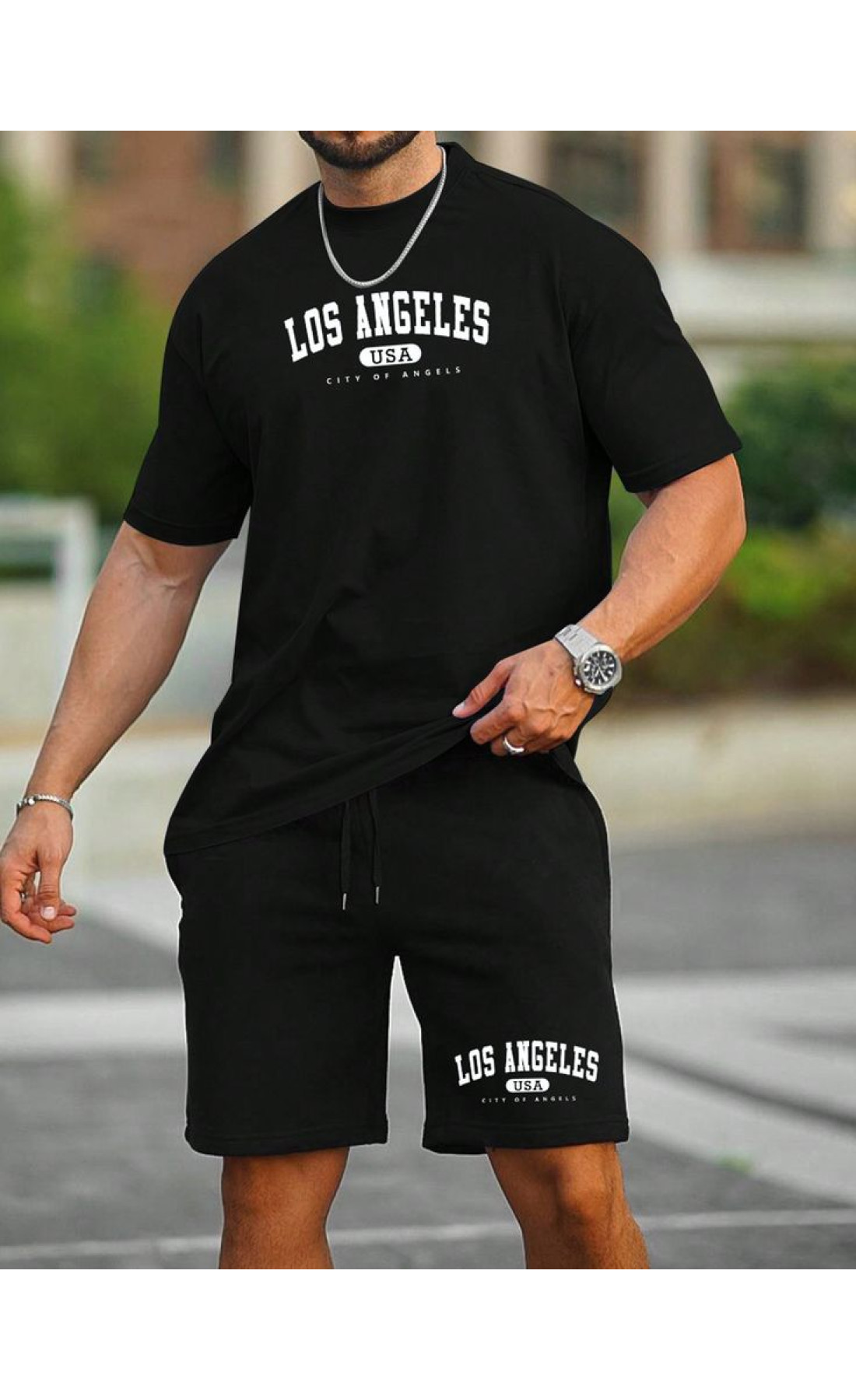 Чорний комплект футболка та шорти дтф