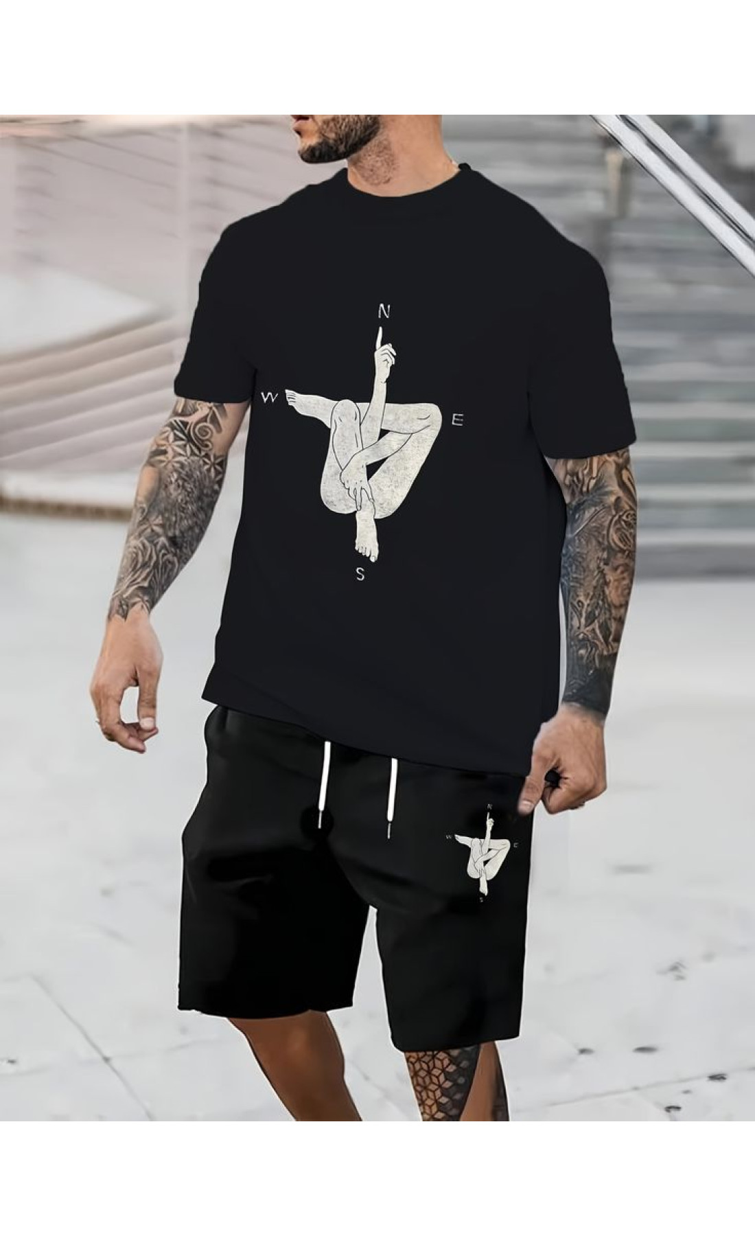 Чорний комплект футболка та шорти дтф