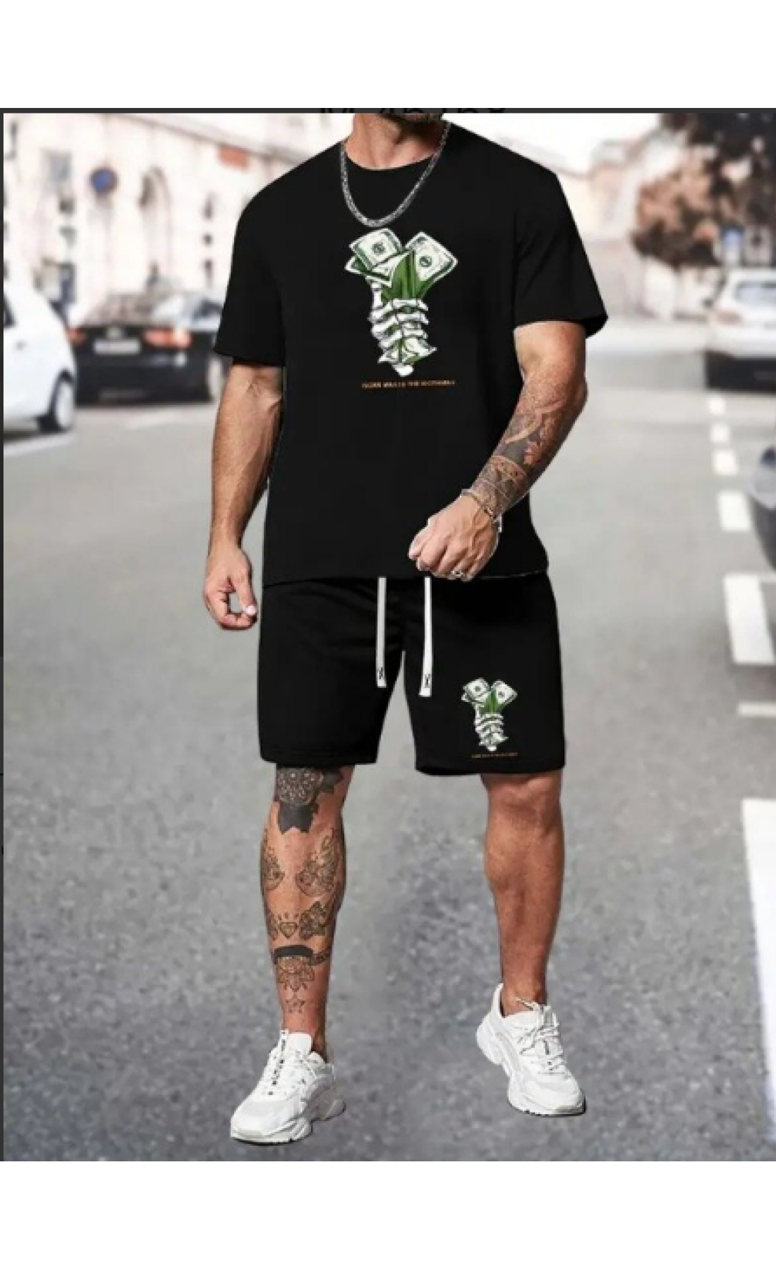 Чорний комплект футболка та шорти дтф