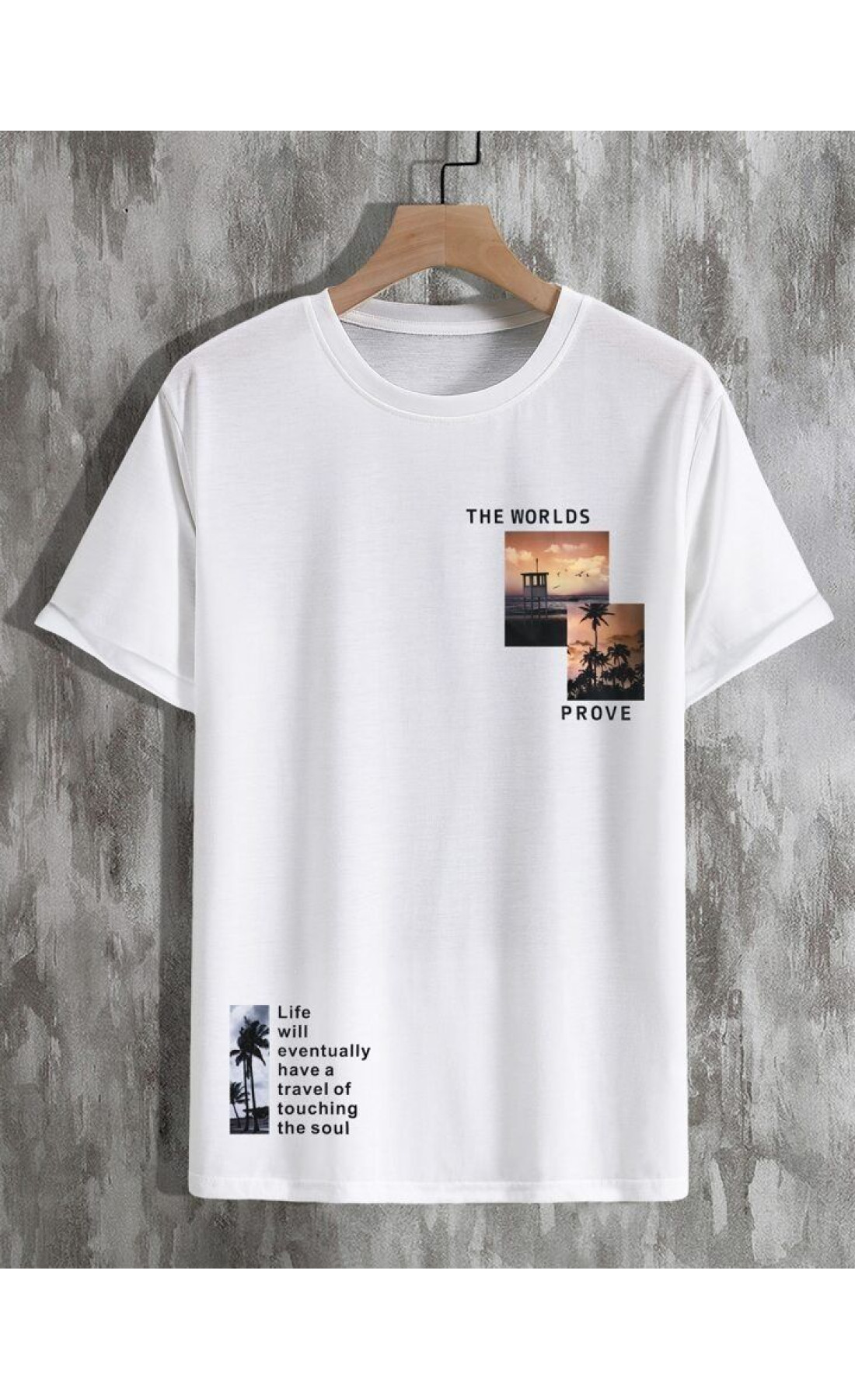 Біла чоловіча футболка з дтф (короткий рукав)