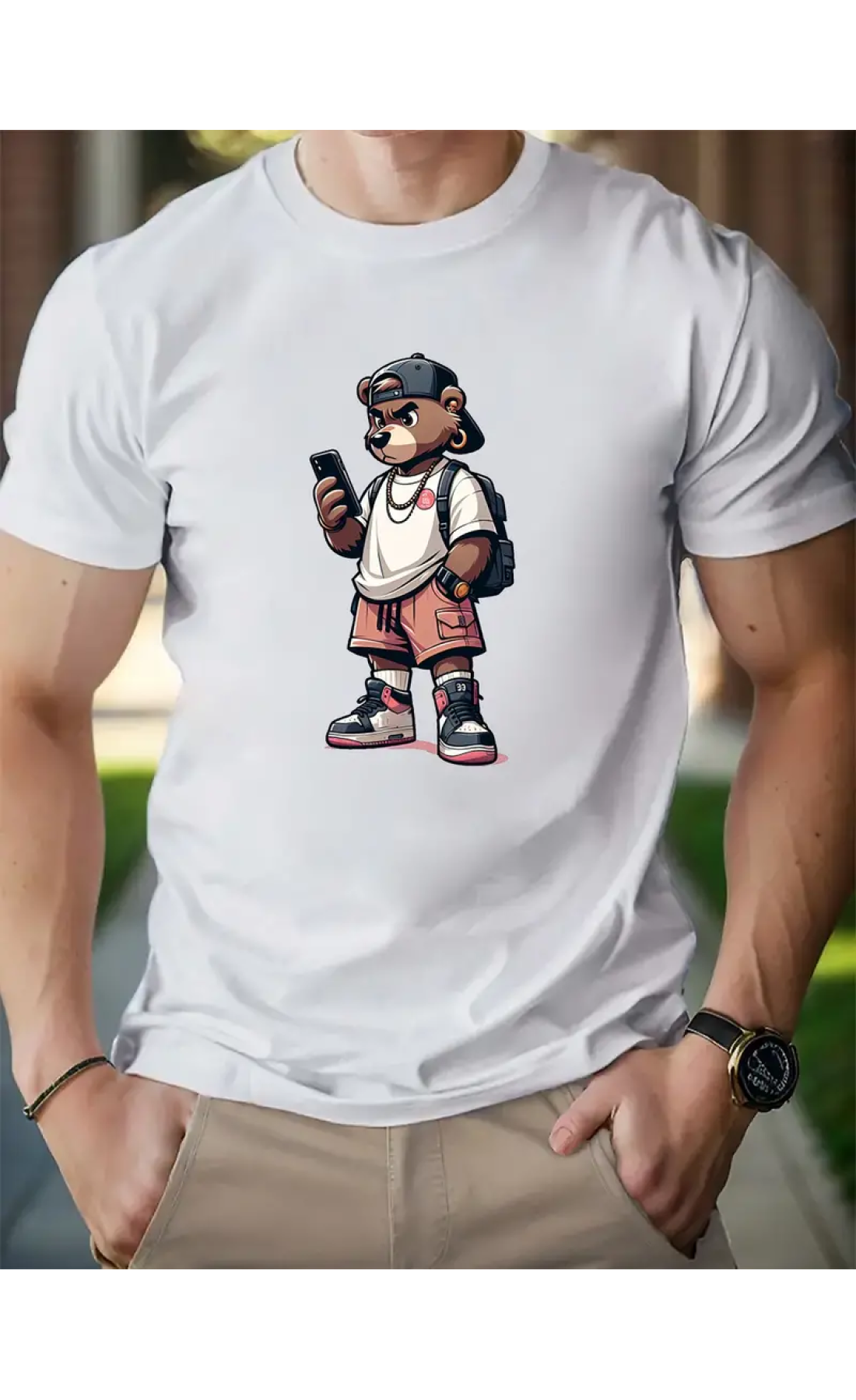 Біла чоловіча футболка з дтф (короткий рукав)