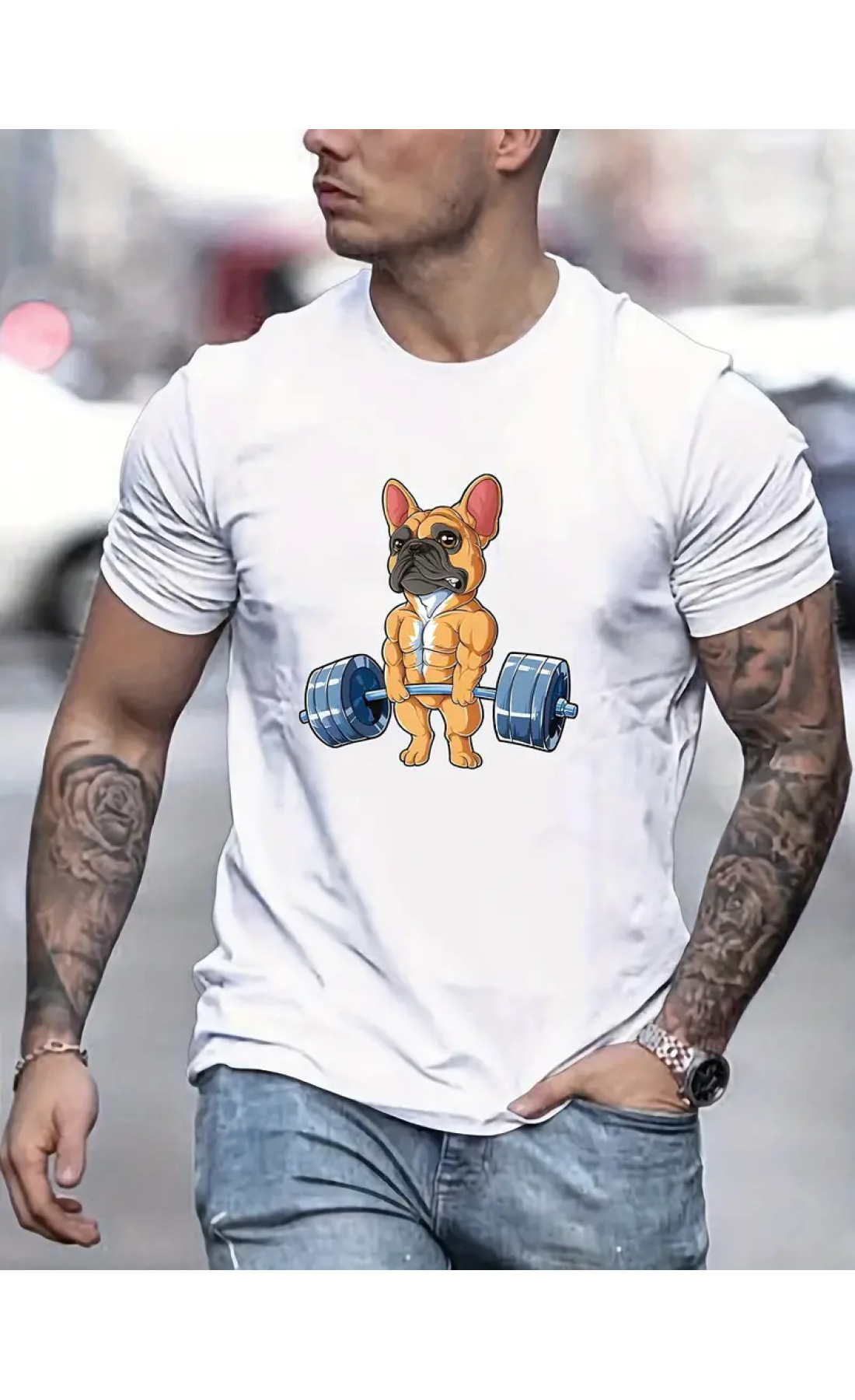 Біла чоловіча футболка з дтф (короткий рукав)