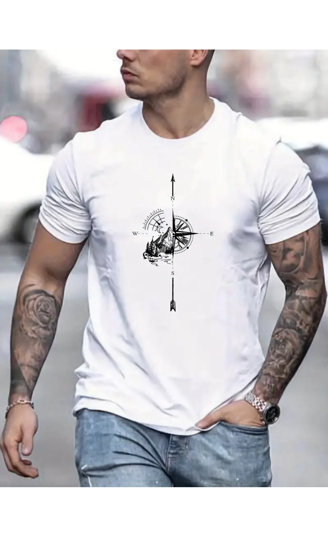 Біла чоловіча футболка з дтф (короткий рукав)