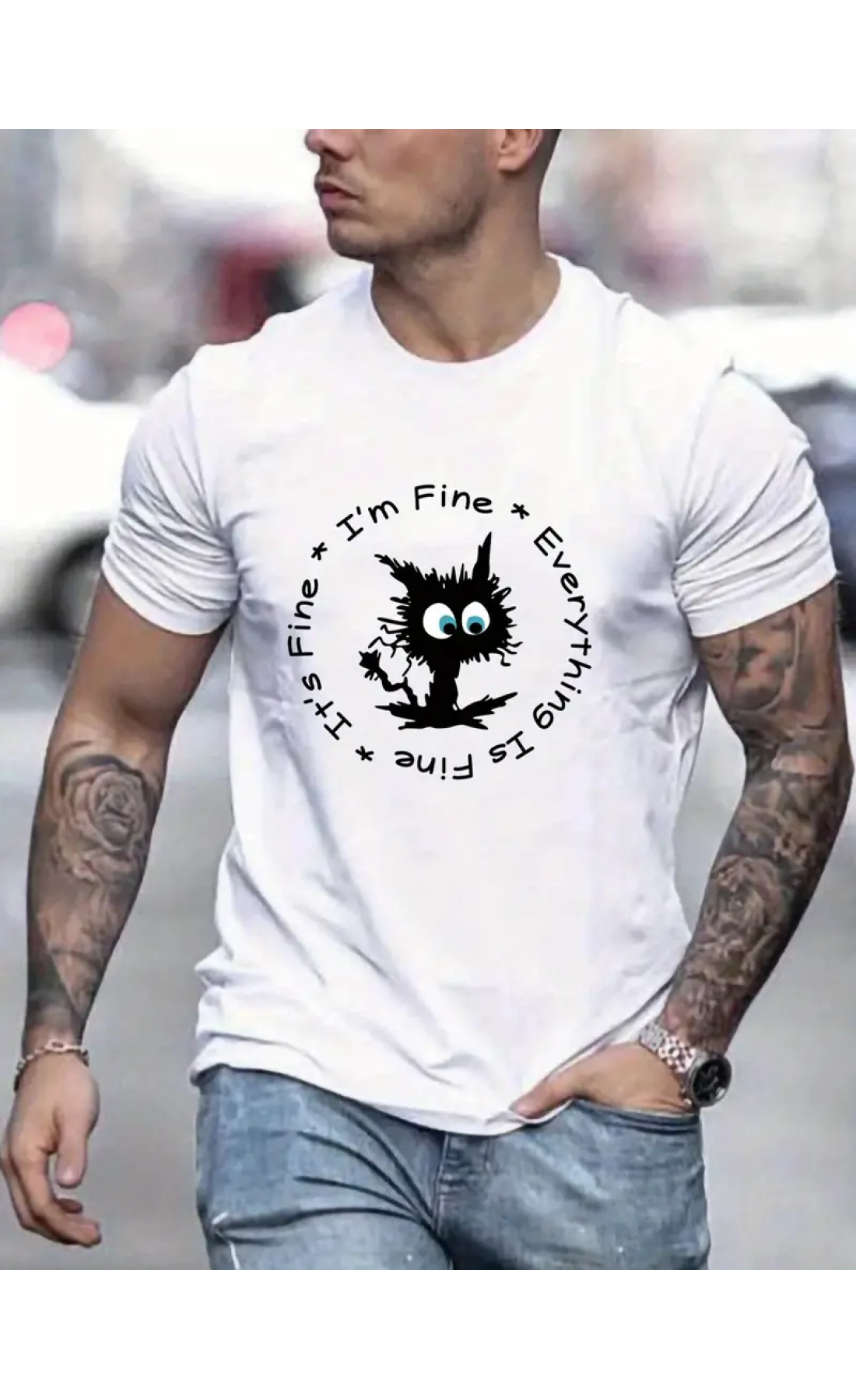 Біла чоловіча футболка з дтф (короткий рукав)