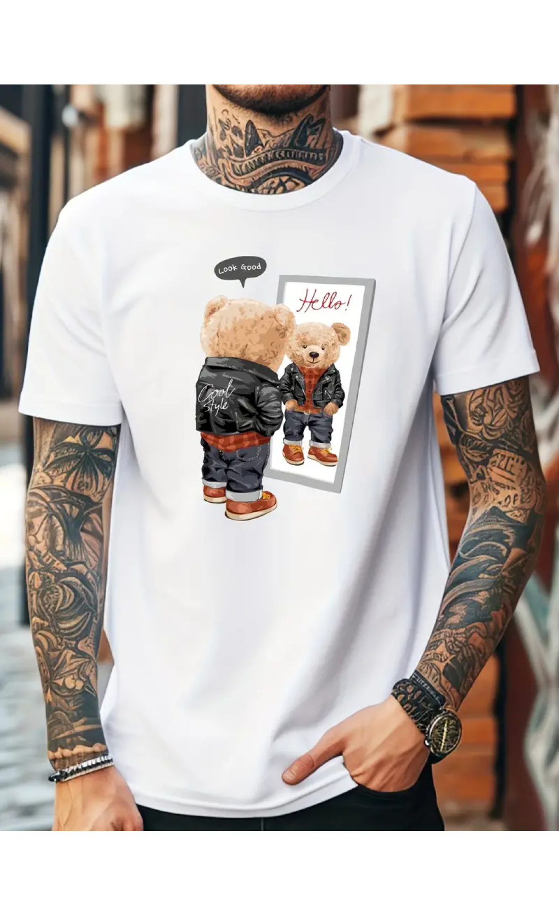 Біла чоловіча футболка з дтф (стандарт)