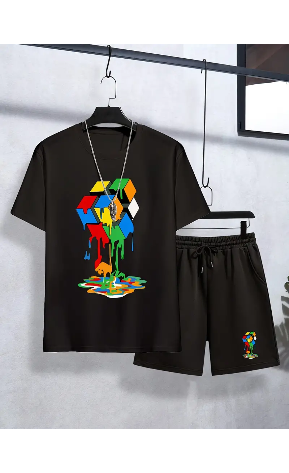 Чорний дитячий комплект футболка та шорти дтф (оверсайз)