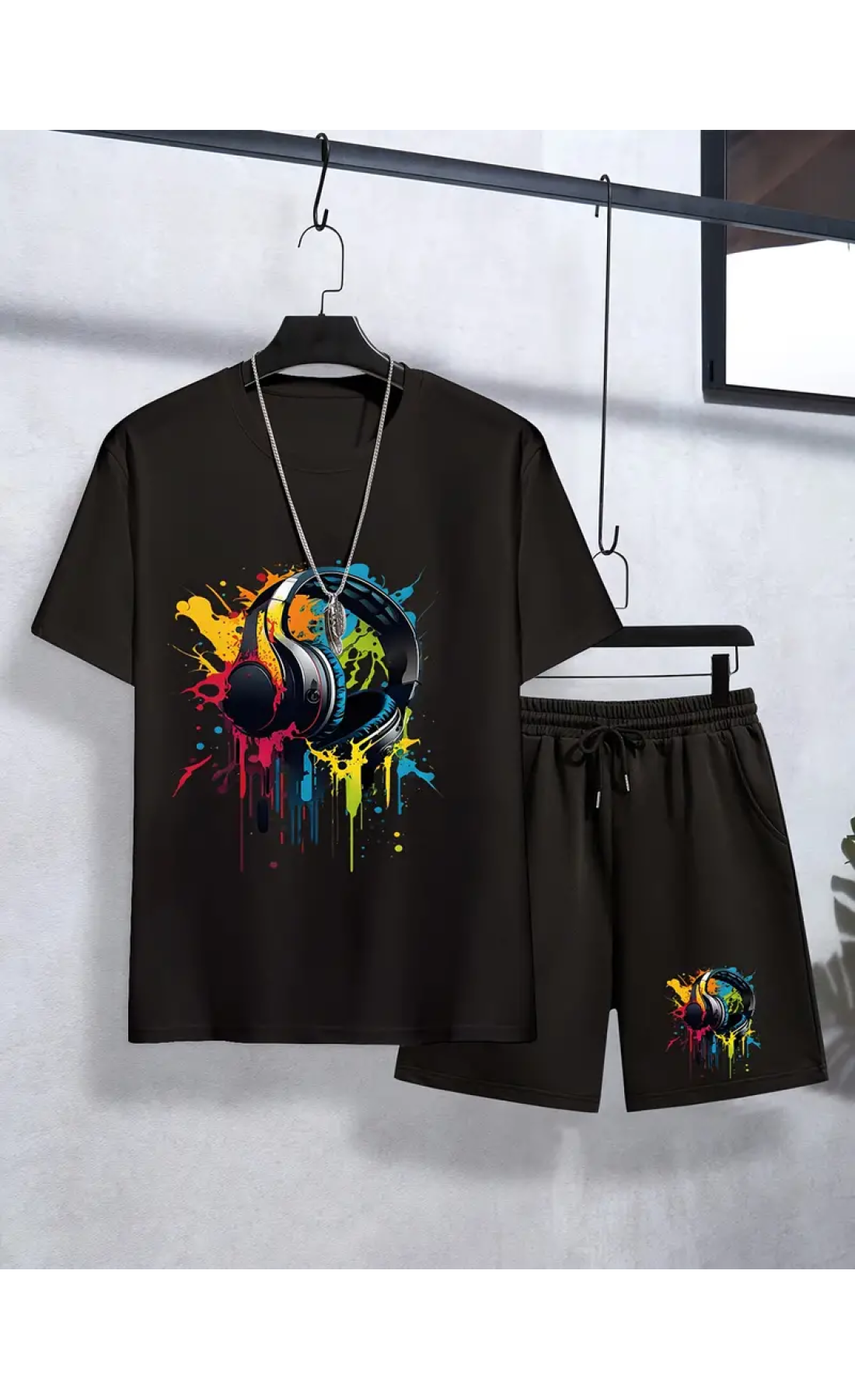 Чорний дитячий комплект футболка та шорти дтф (оверсайз)