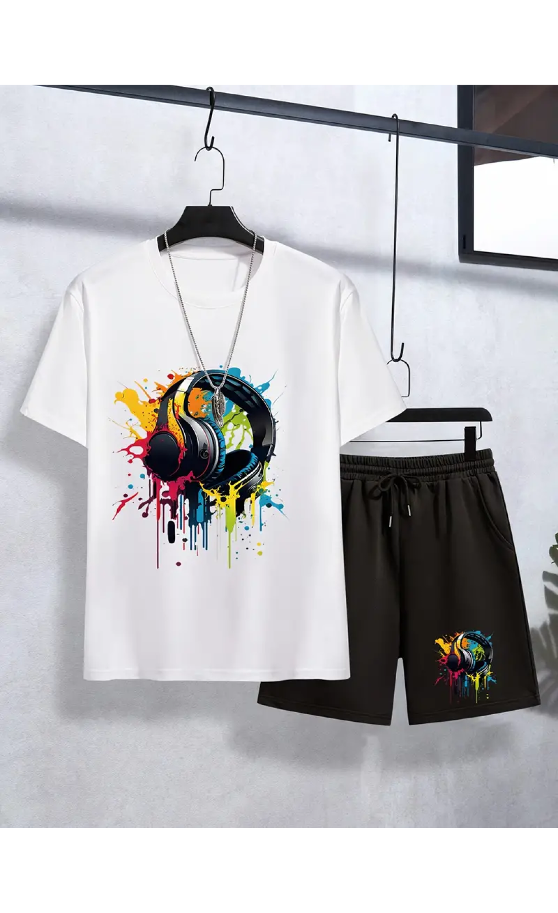 Чорно-білий дитячий комплект футболка та шорти дтф (оверсайз)