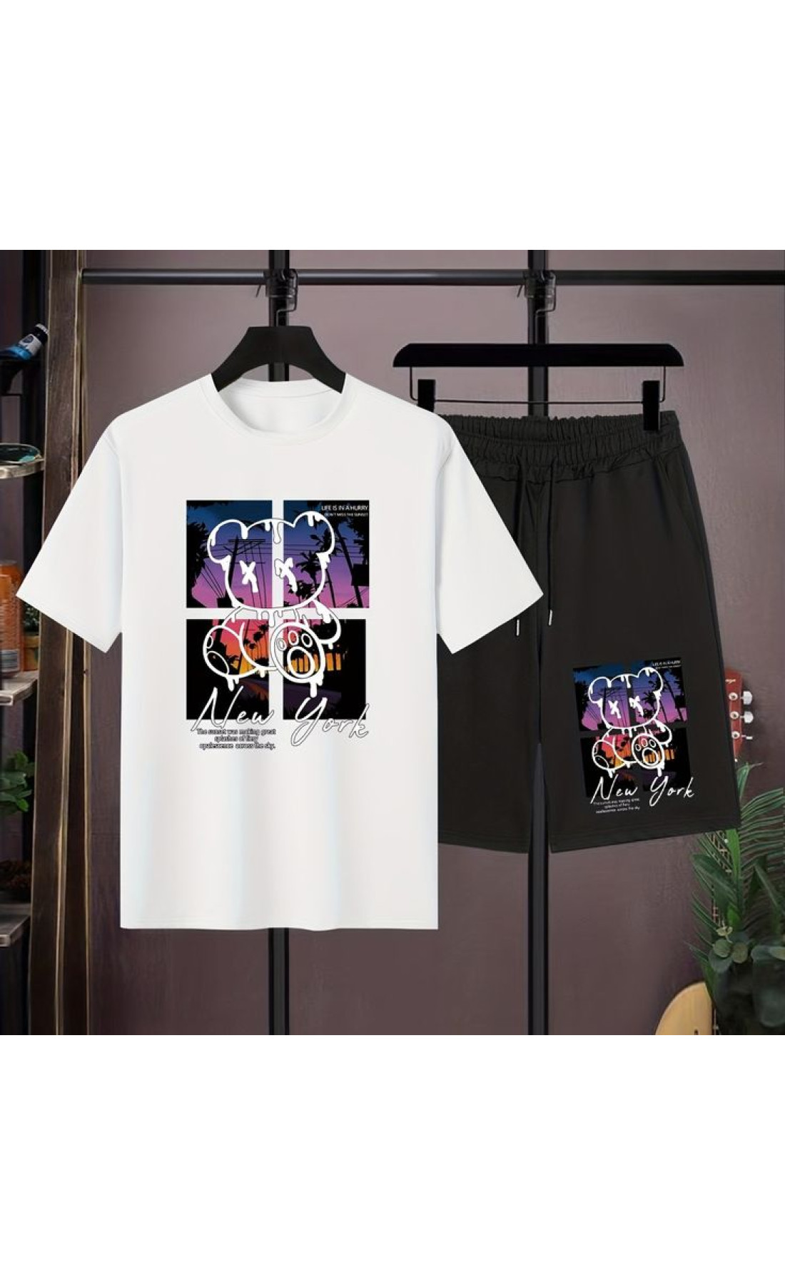 Чорно-білий дитячий комплект футболка та шорти дтф (оверсайз)