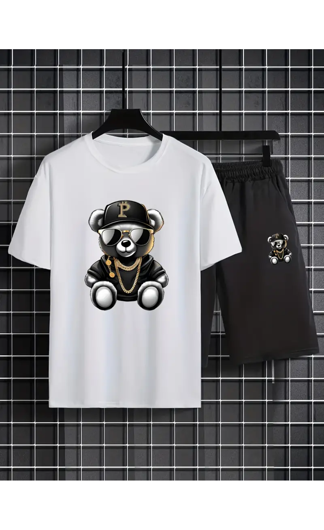 Чорно-білий дитячий комплект футболка та шорти дтф (оверсайз)