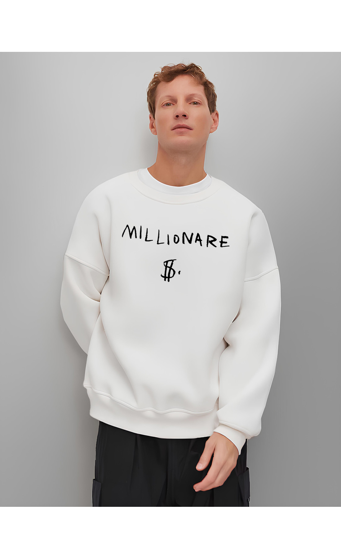 Білий чоловічий світшот оверсайз