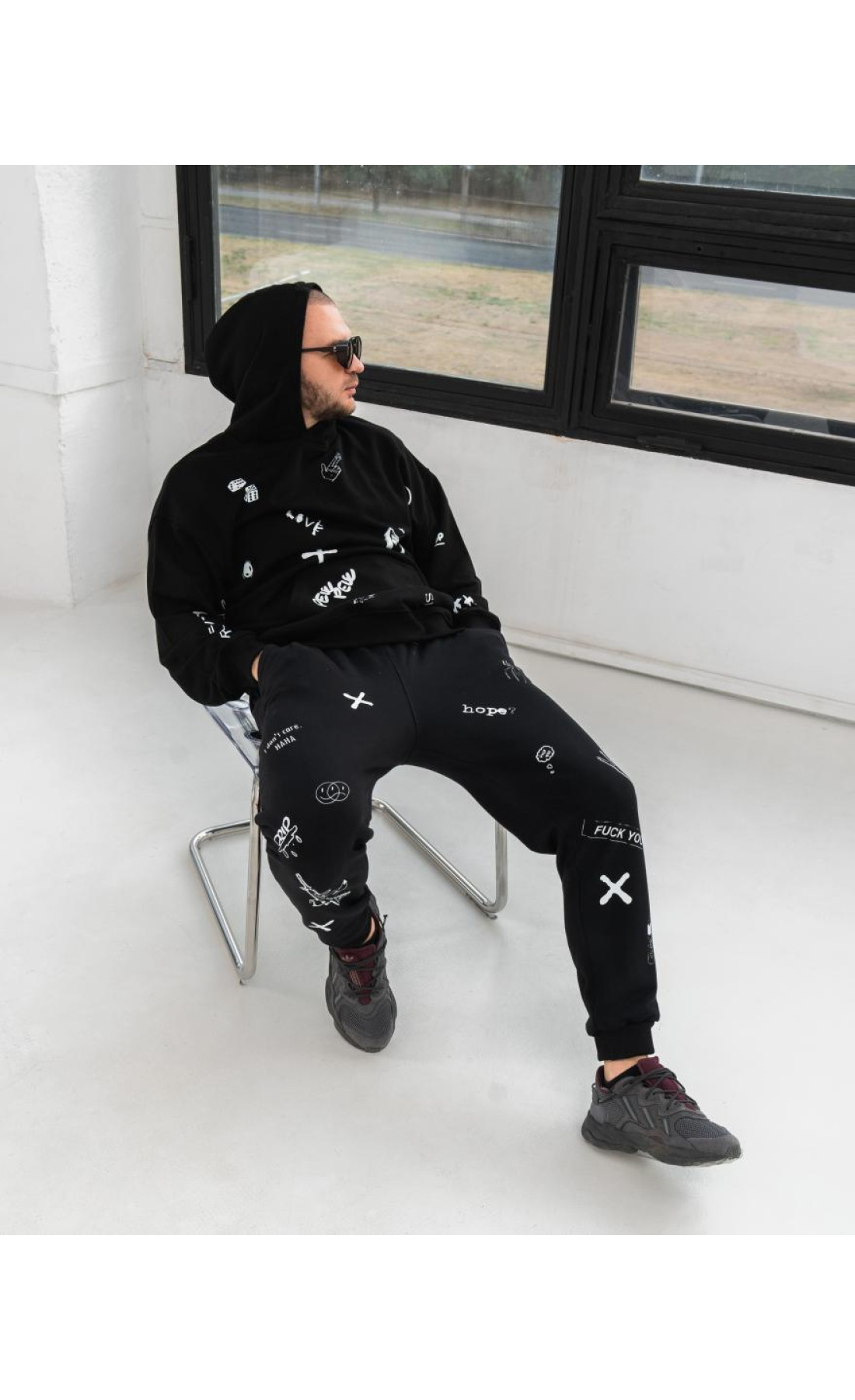 Костюм худі штани дтф чорного кольору петля