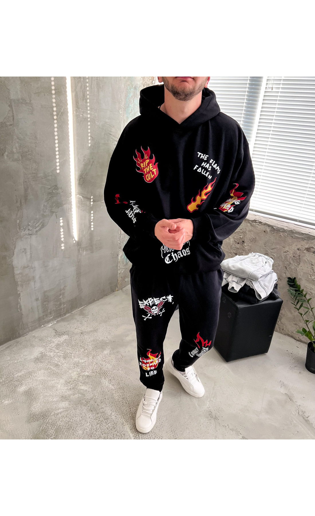 Костюм худі штани чоловічий стильний чорного кольору