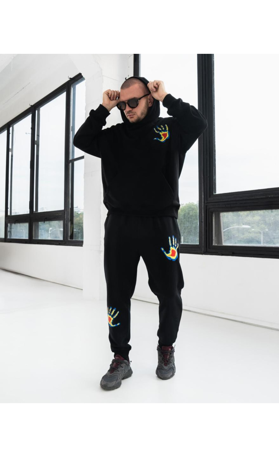 Костюм худі штани дтф чорного кольору петля