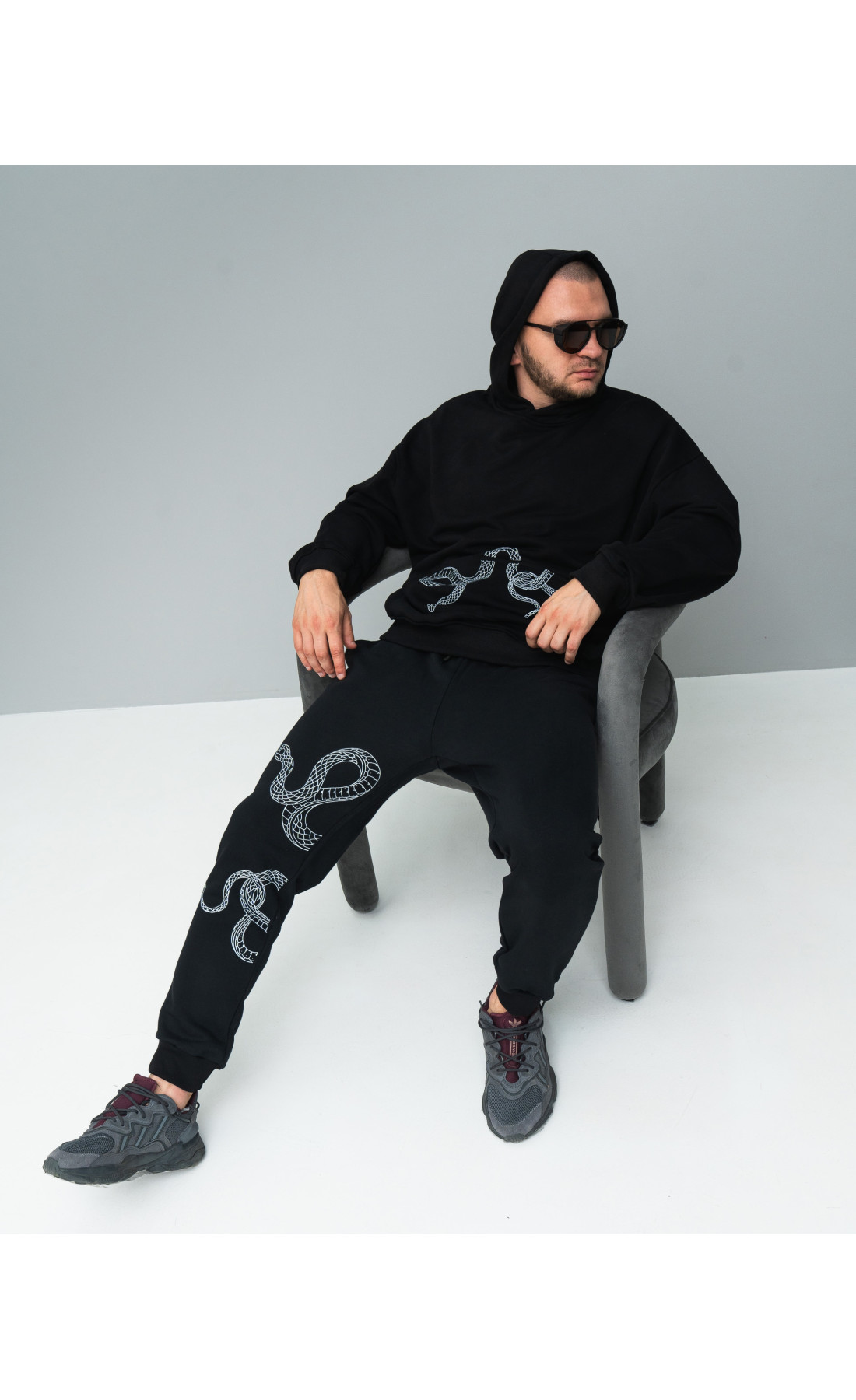 Костюм худі штани дтф чорного кольору петля