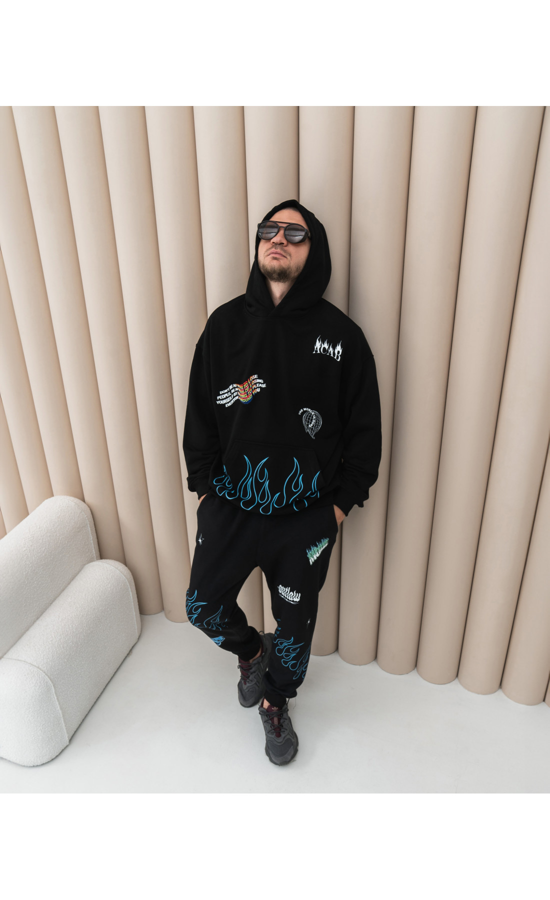 Костюм худі штани дтф чорного кольору петля