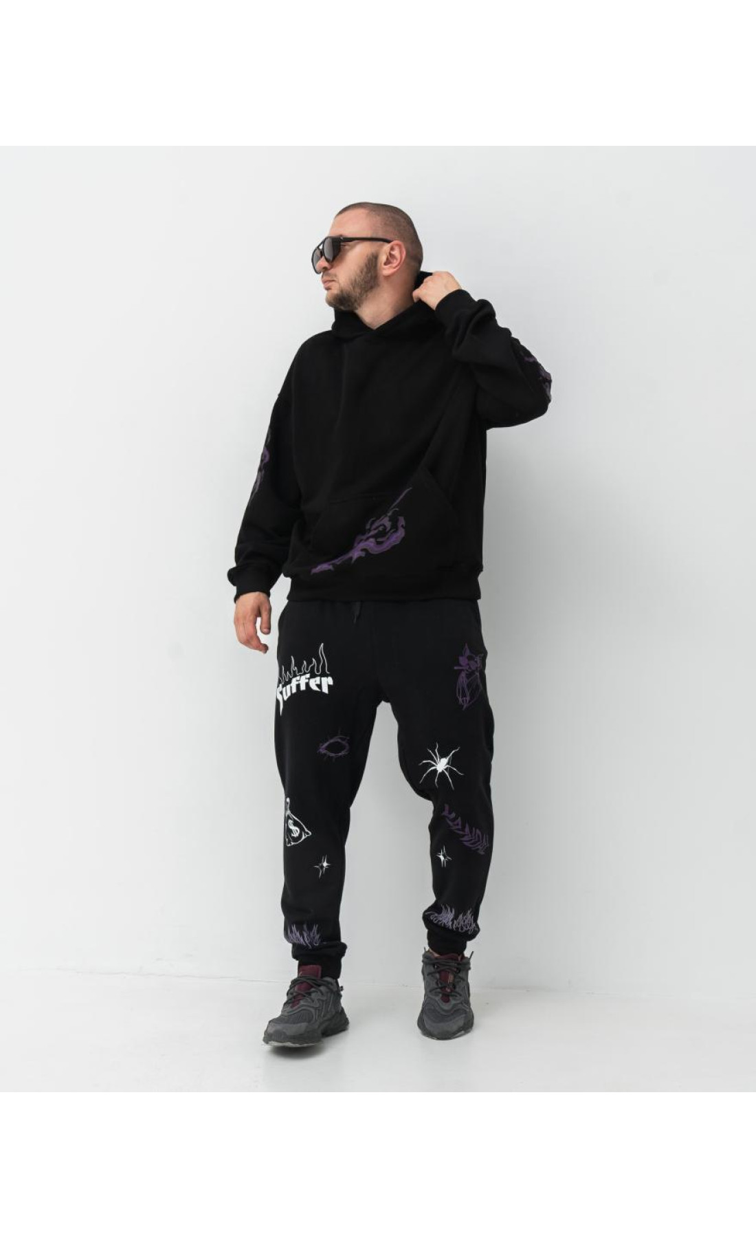 Костюм худі штани дтф чорного кольору петля