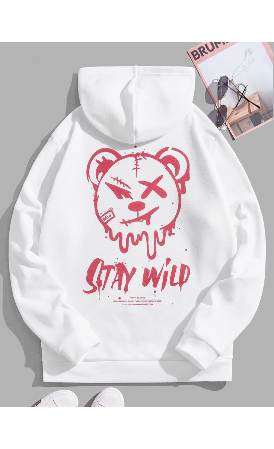 Біле чоловіче  оверсайз худі з трендовим дизайном