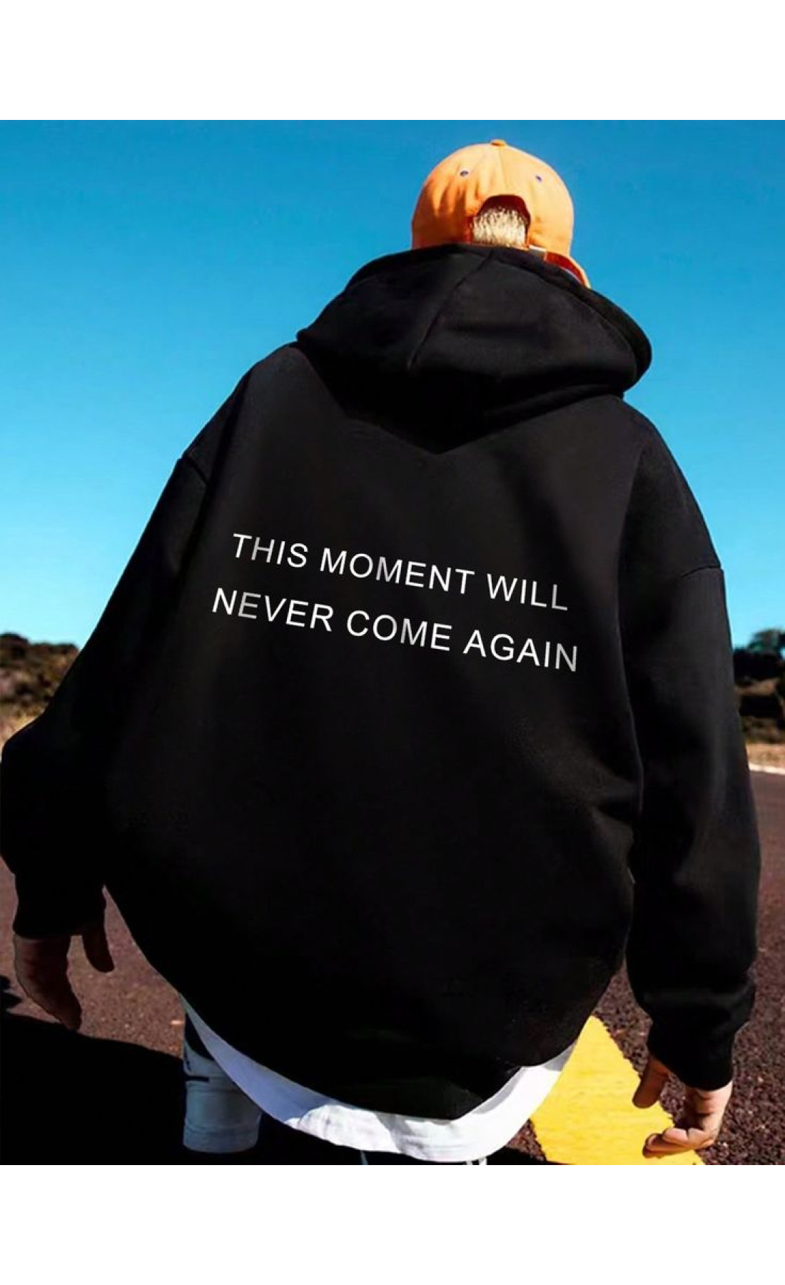 Трендове чоловіче чорне оверсайз худі зі стильним написом