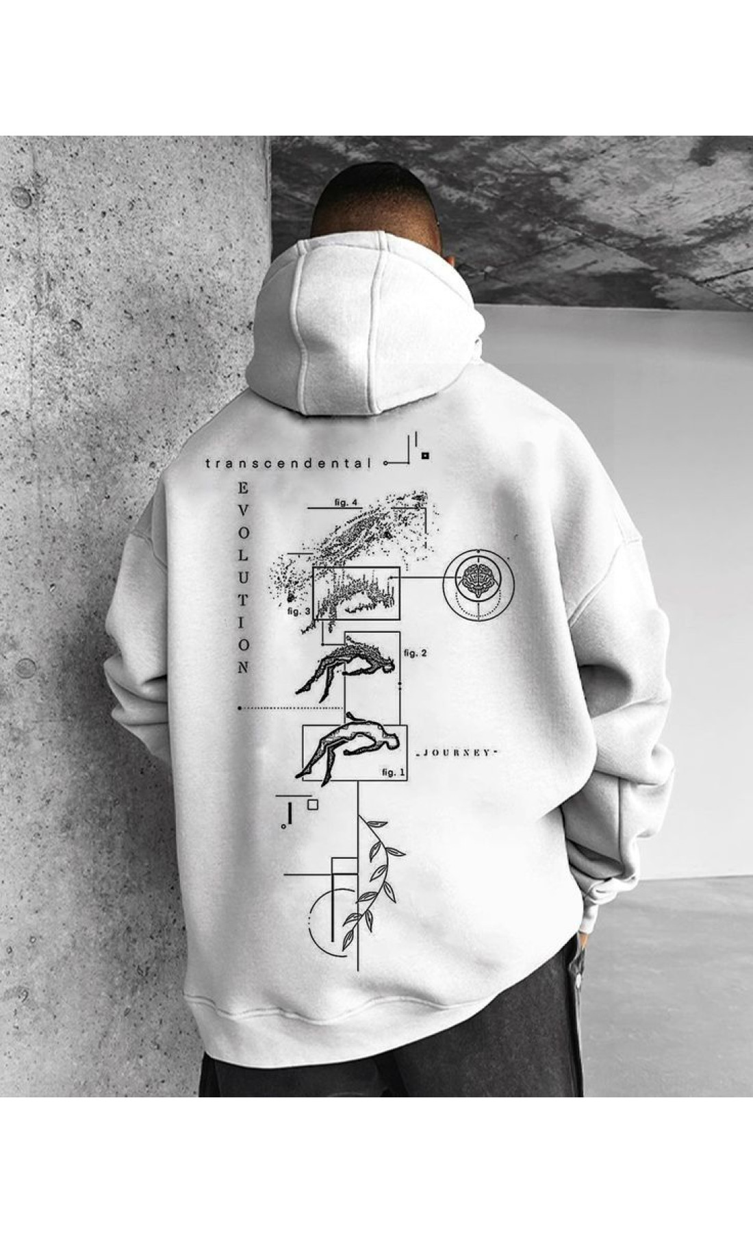 Біле чоловіче  оверсайз худі з трендовим дизайном