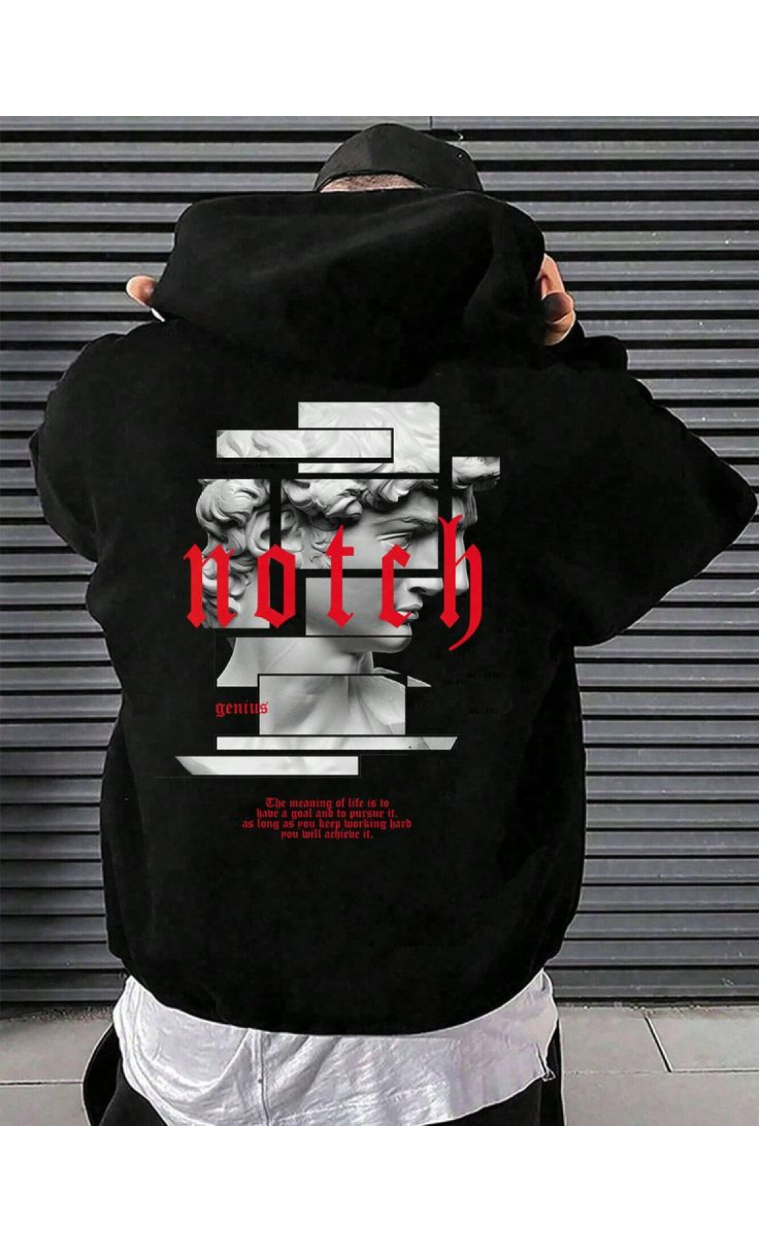 Чорне чоловіче комфортне оверсайз худі зі стильним дизайном