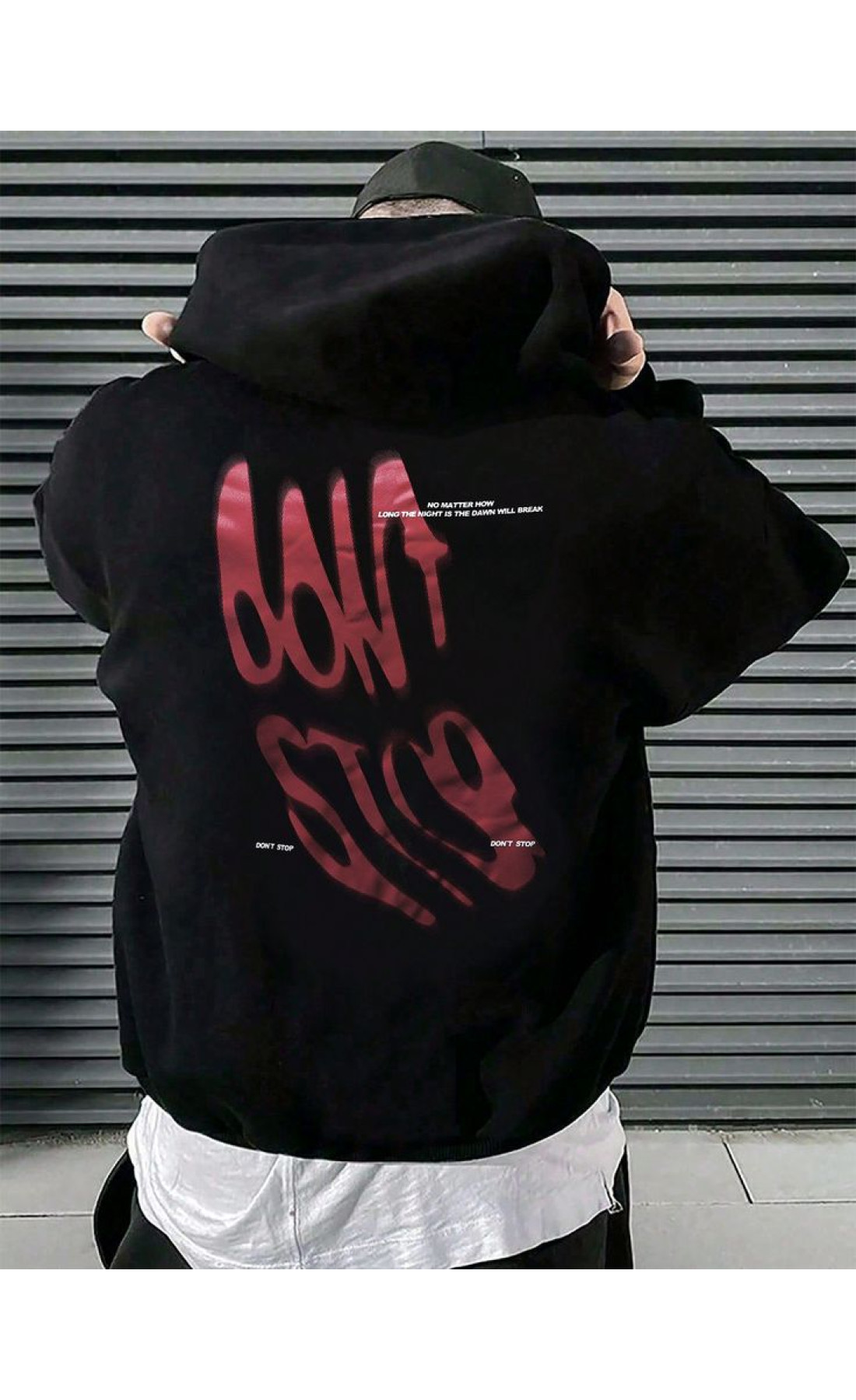 чорне чоловіче оверсайз худі з трендовим написом