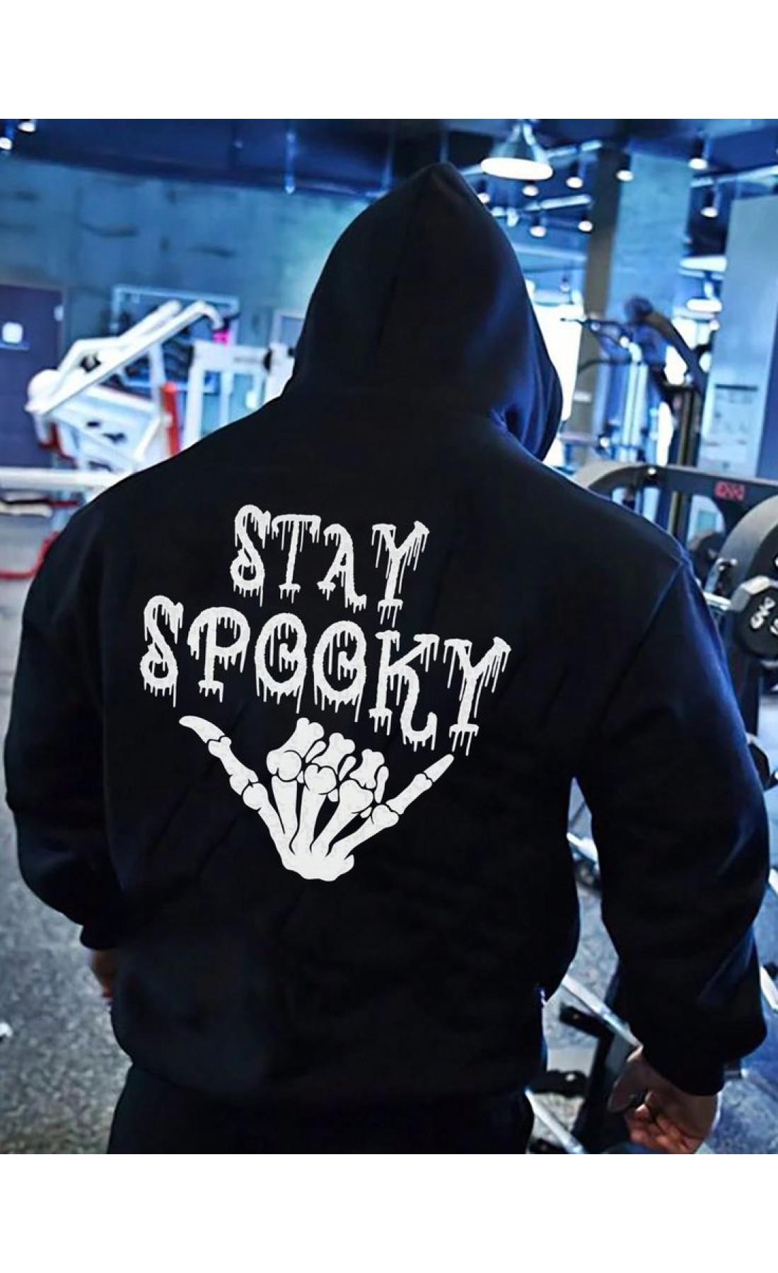 Чоловіче чорне  оверсайз худі з трендовим принтом