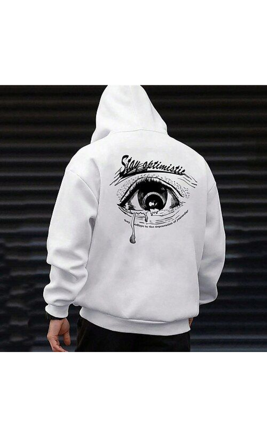 Біле чоловіче  оверсайз худі з трендовим дизайном