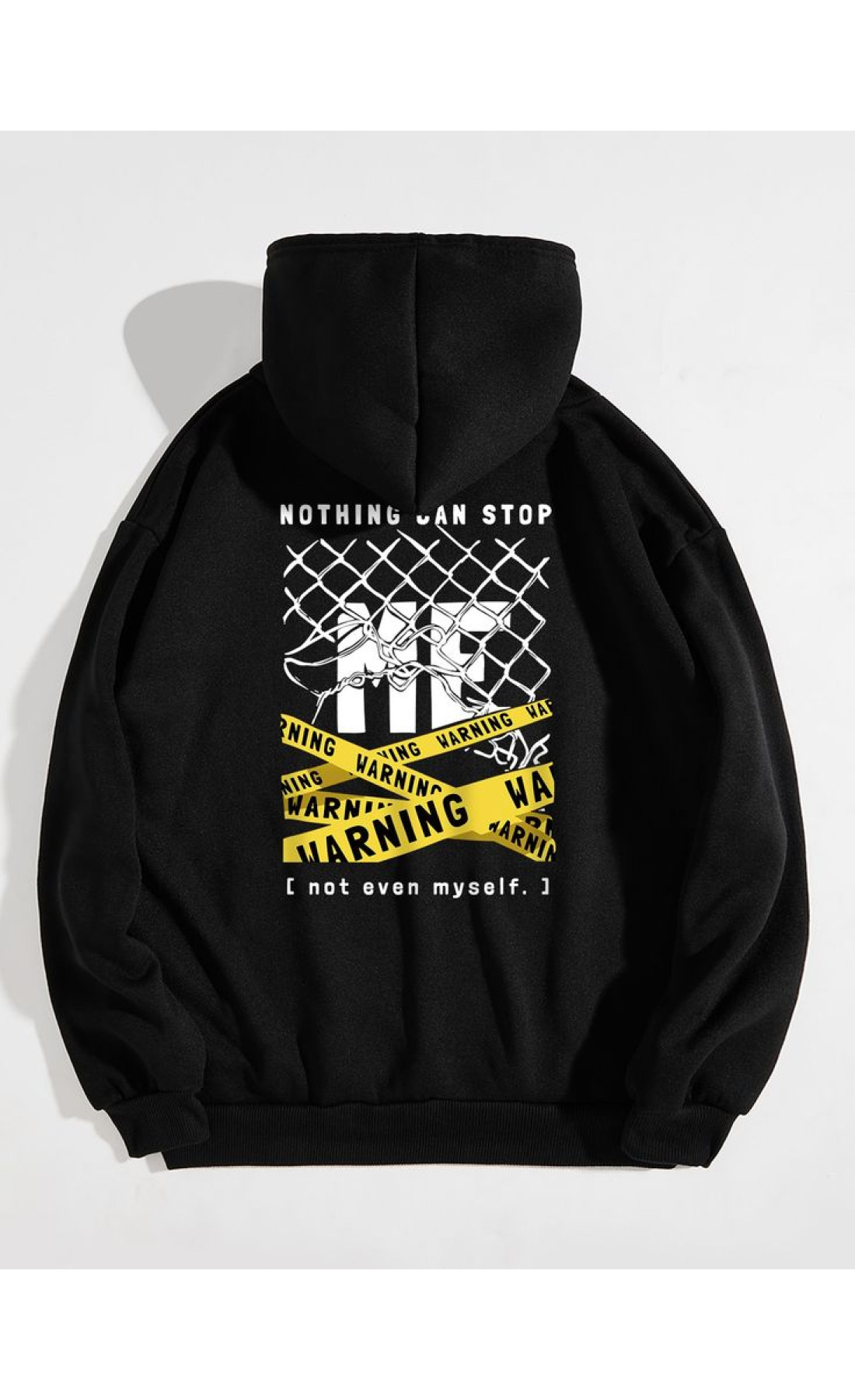 Чоловіче чорне  оверсайз худі з трендовим принтом