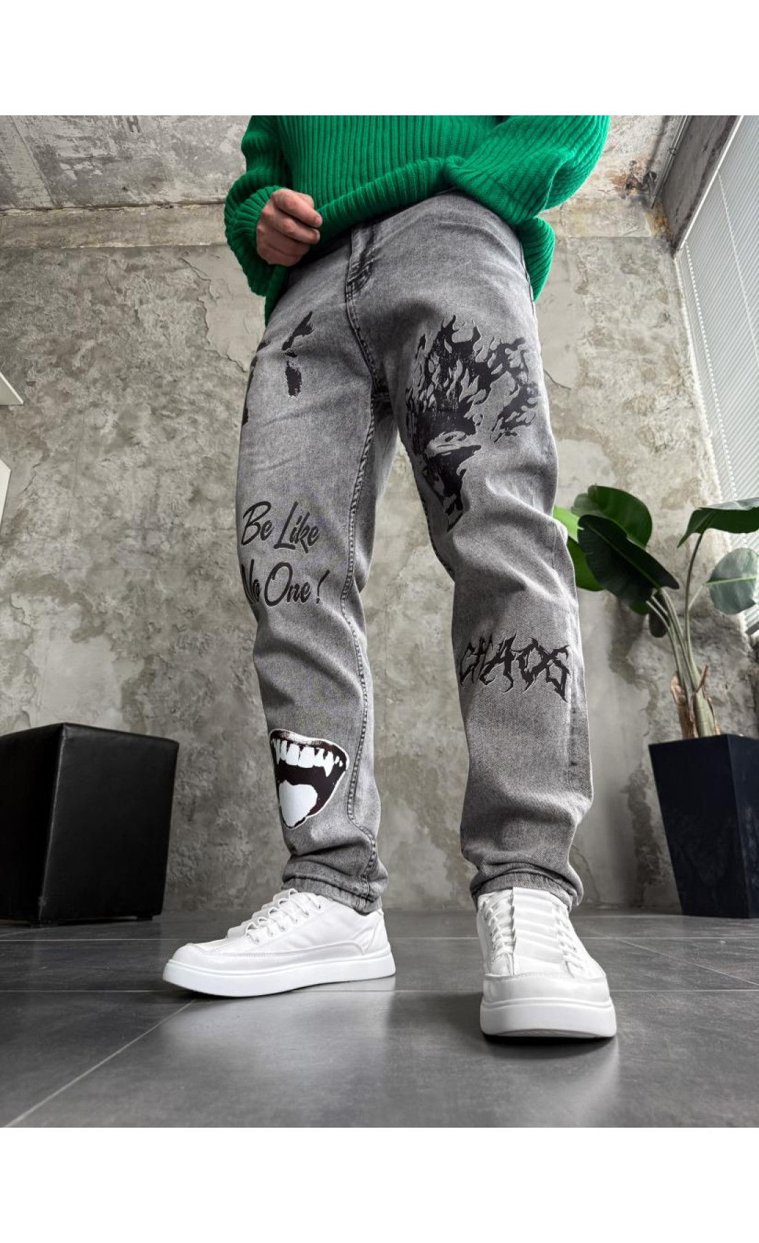 чоловічі джинси з дтф з принтом