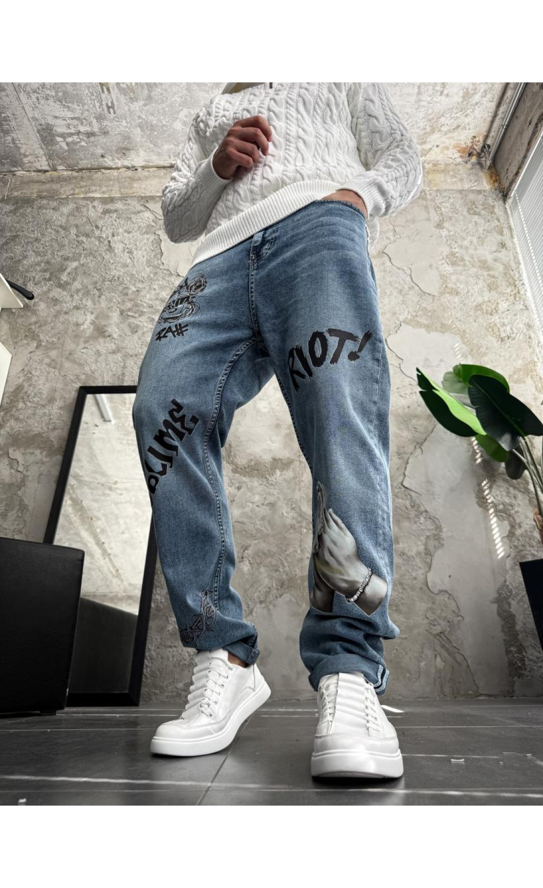 чоловічі джинси з дтф з принтом