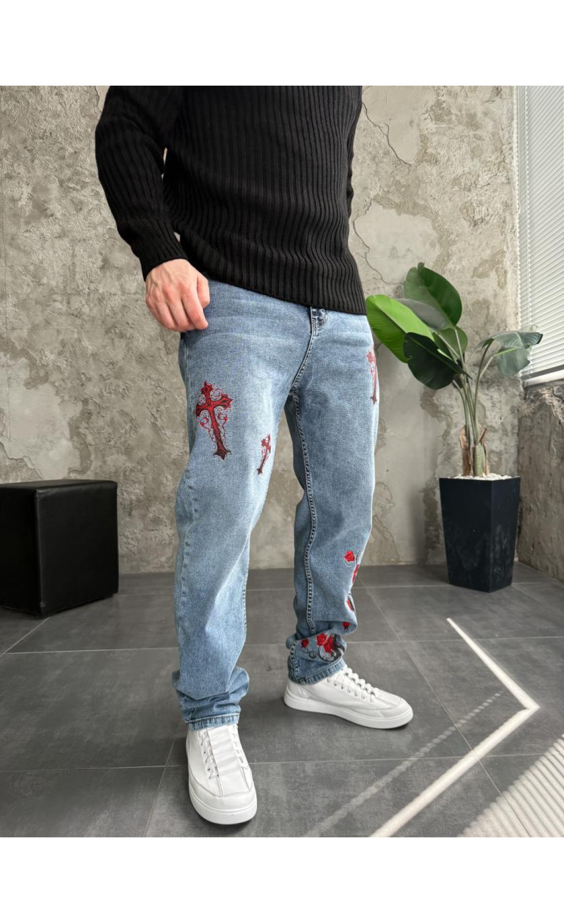 чоловічі джинси з дтф з принтом