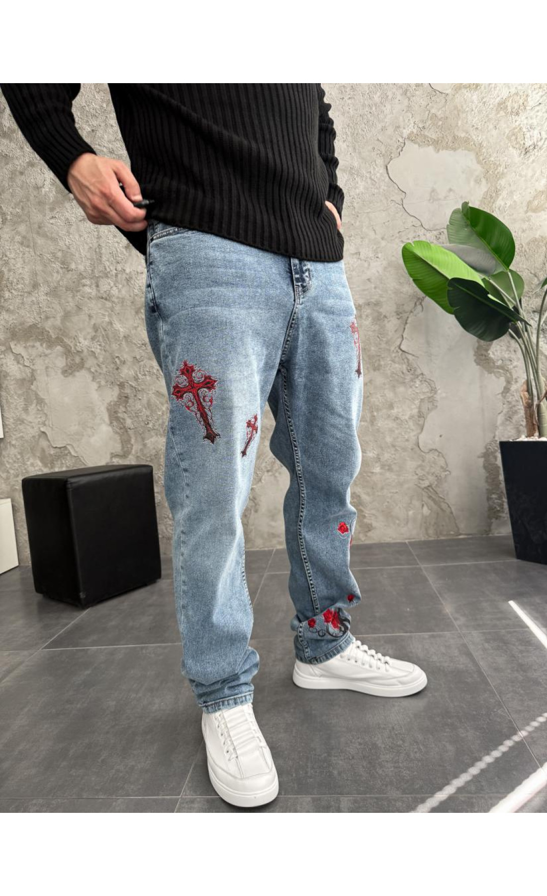 чоловічі джинси з дтф з принтом