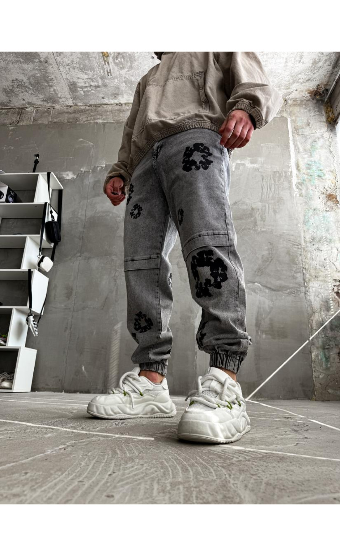 Джинси дтф чоловічі  карго сірого кольору