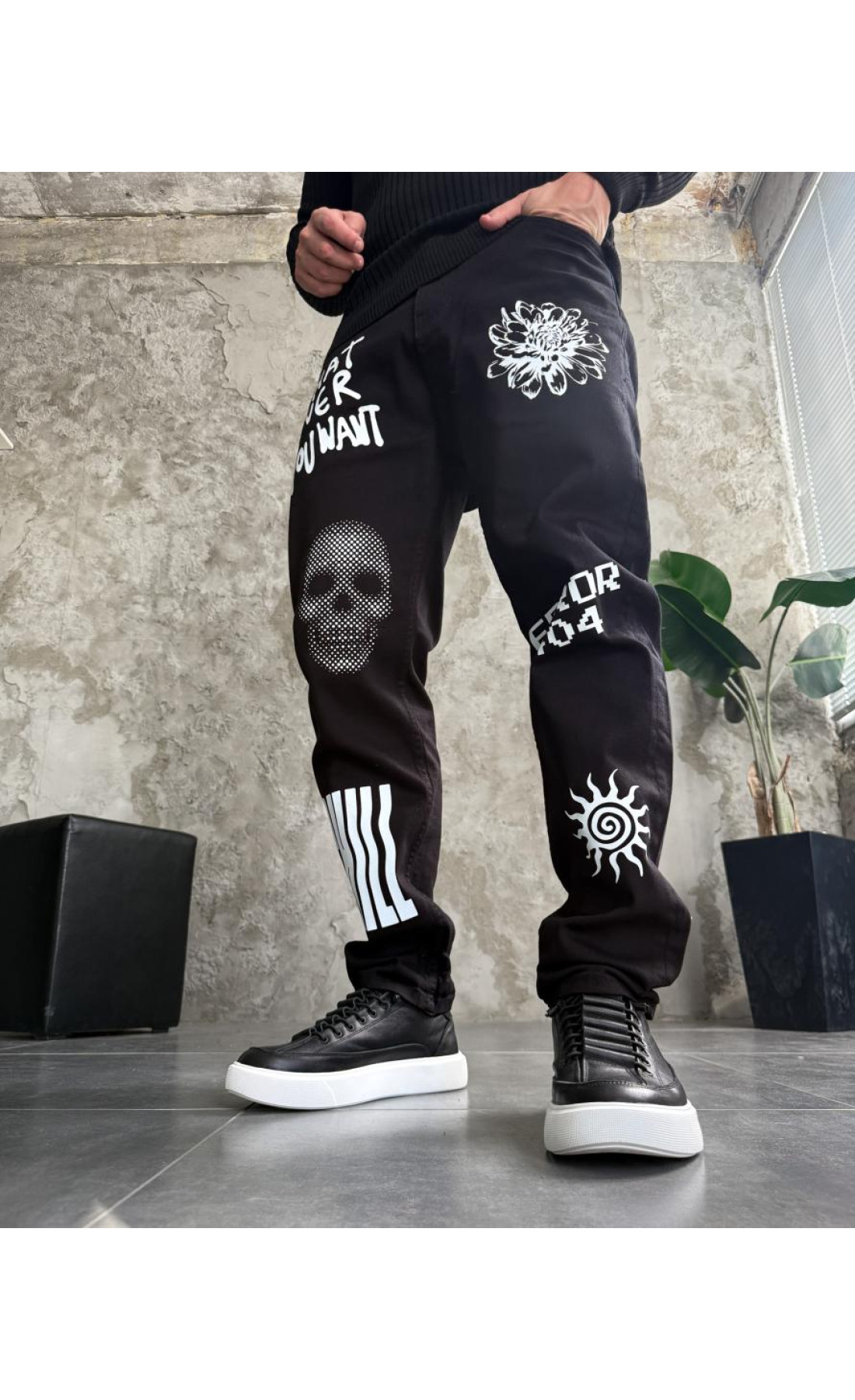 чоловічі джинси з дтф з принтом