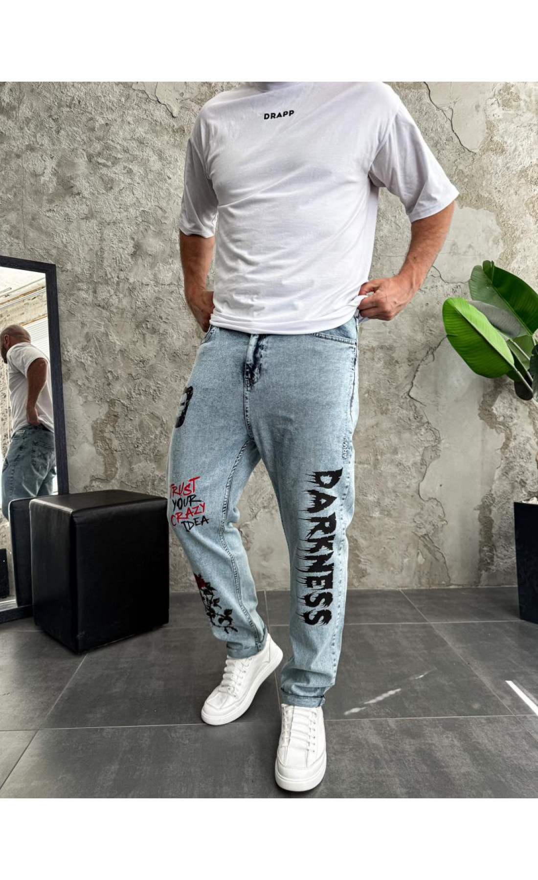 Джинси з принтом   вільні чоловічі