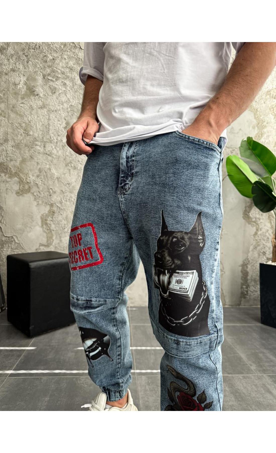 Джинси з принтом   вільні чоловічі