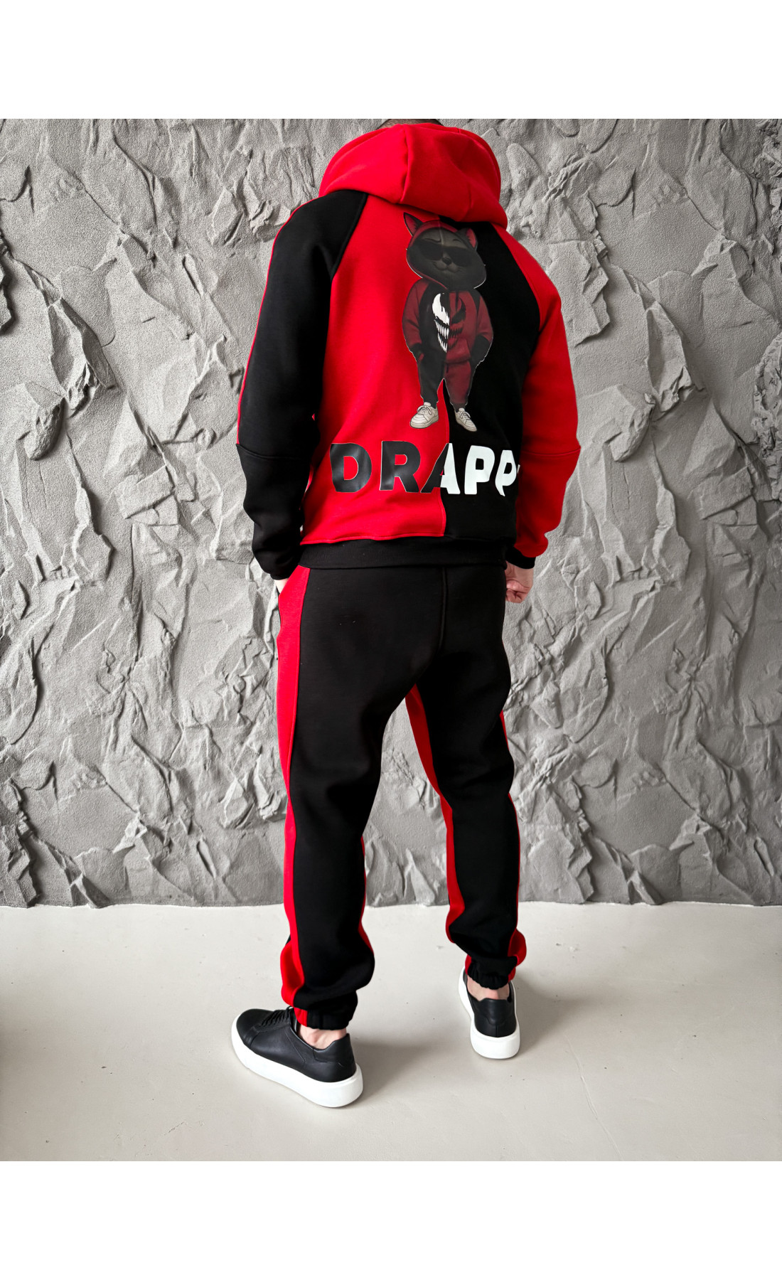 Спортивний костюм утеплений стильний худі штани з принтом осінь зима