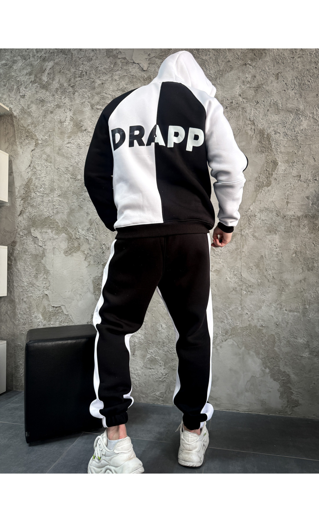 Спортивний костюм утеплений стильний худі штани з принтом осінь зима