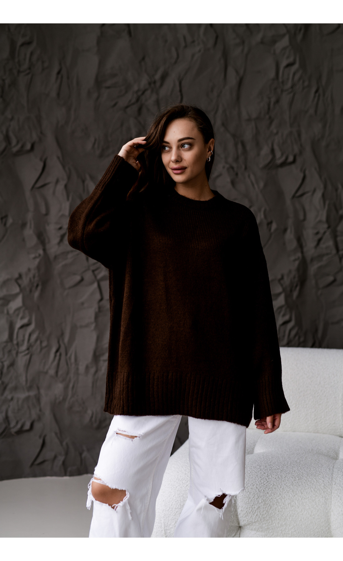 Светр жіночий оверсайз стильний вільний осінь зима