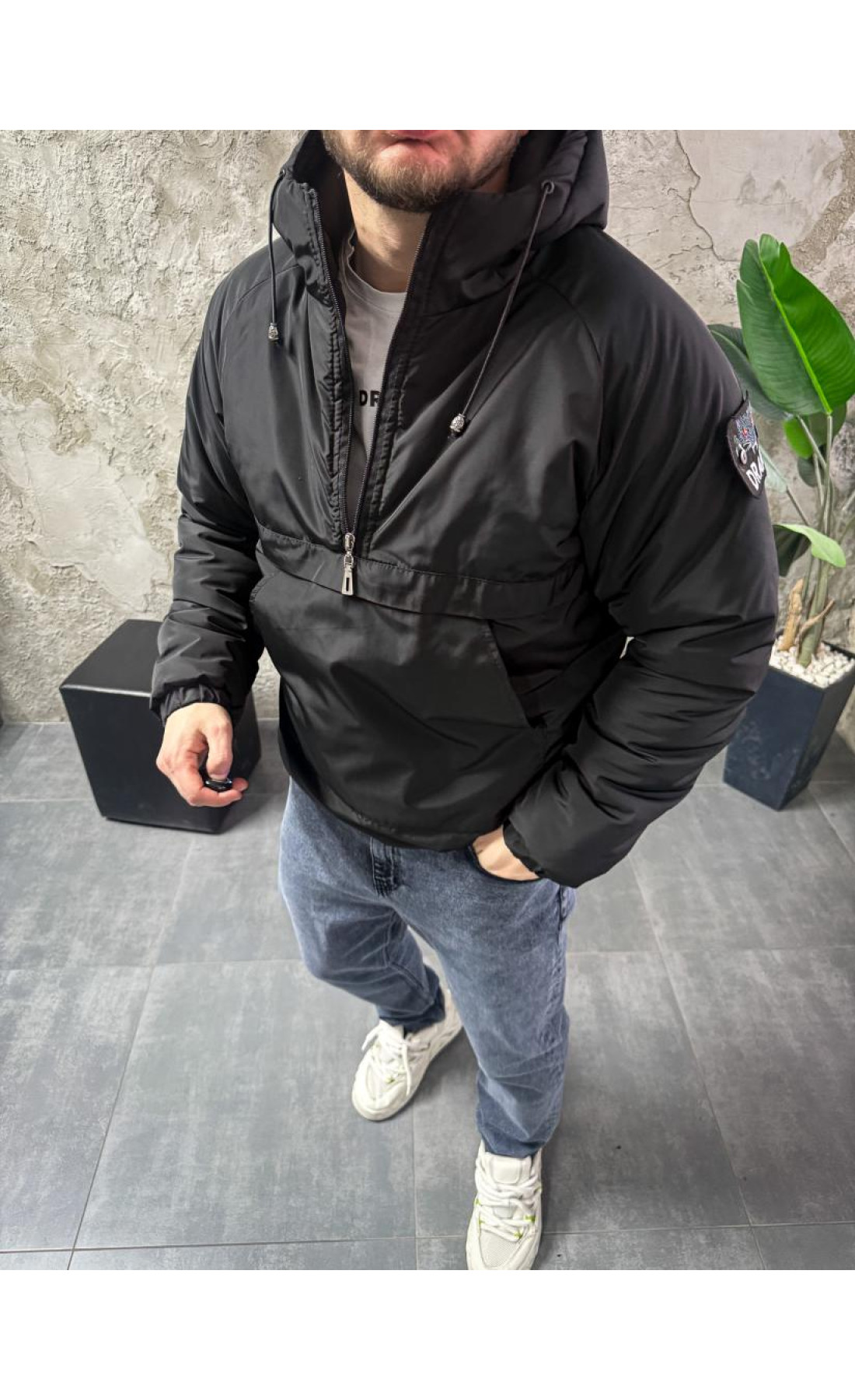 Анорак утеплений з патчем зима осінь модний стильний  драпп