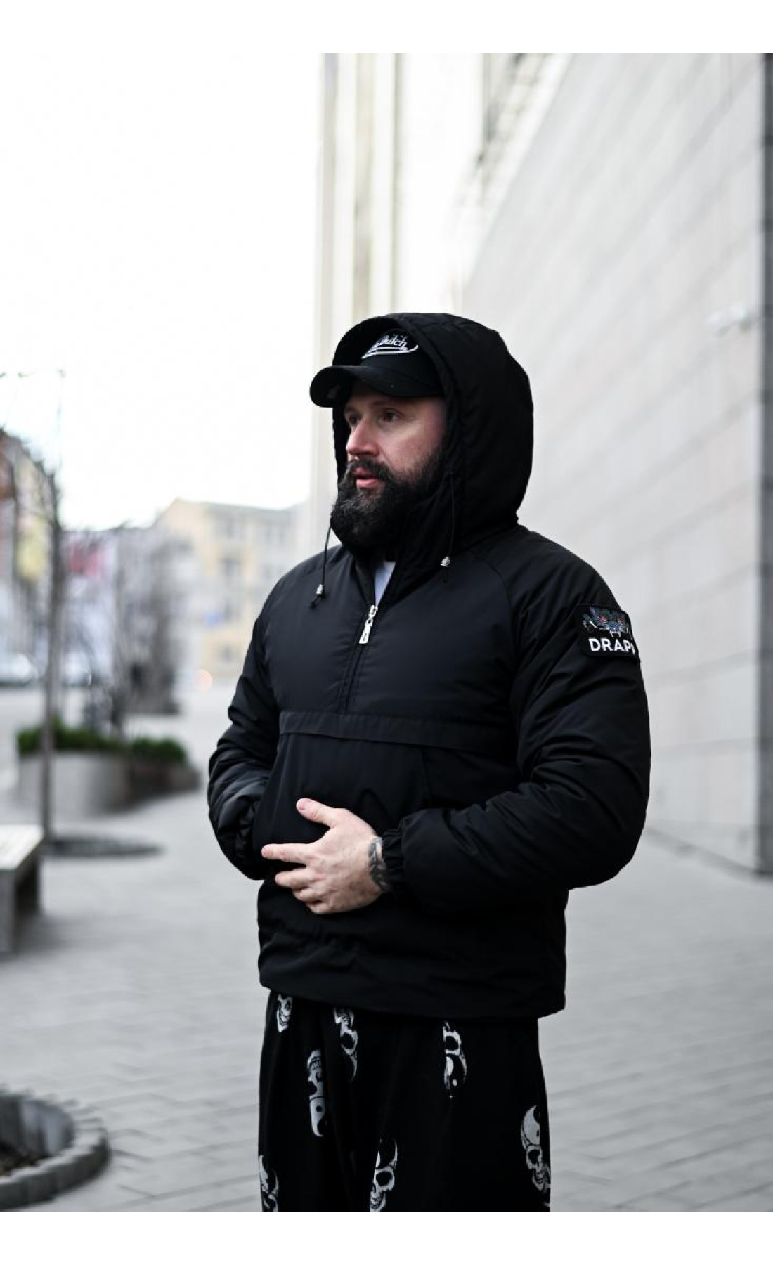 Анорак утеплений з патчем зима осінь модний стильний  драпп