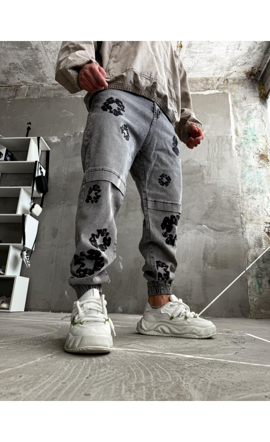 Джинси дтф чоловічі  карго сірого кольору