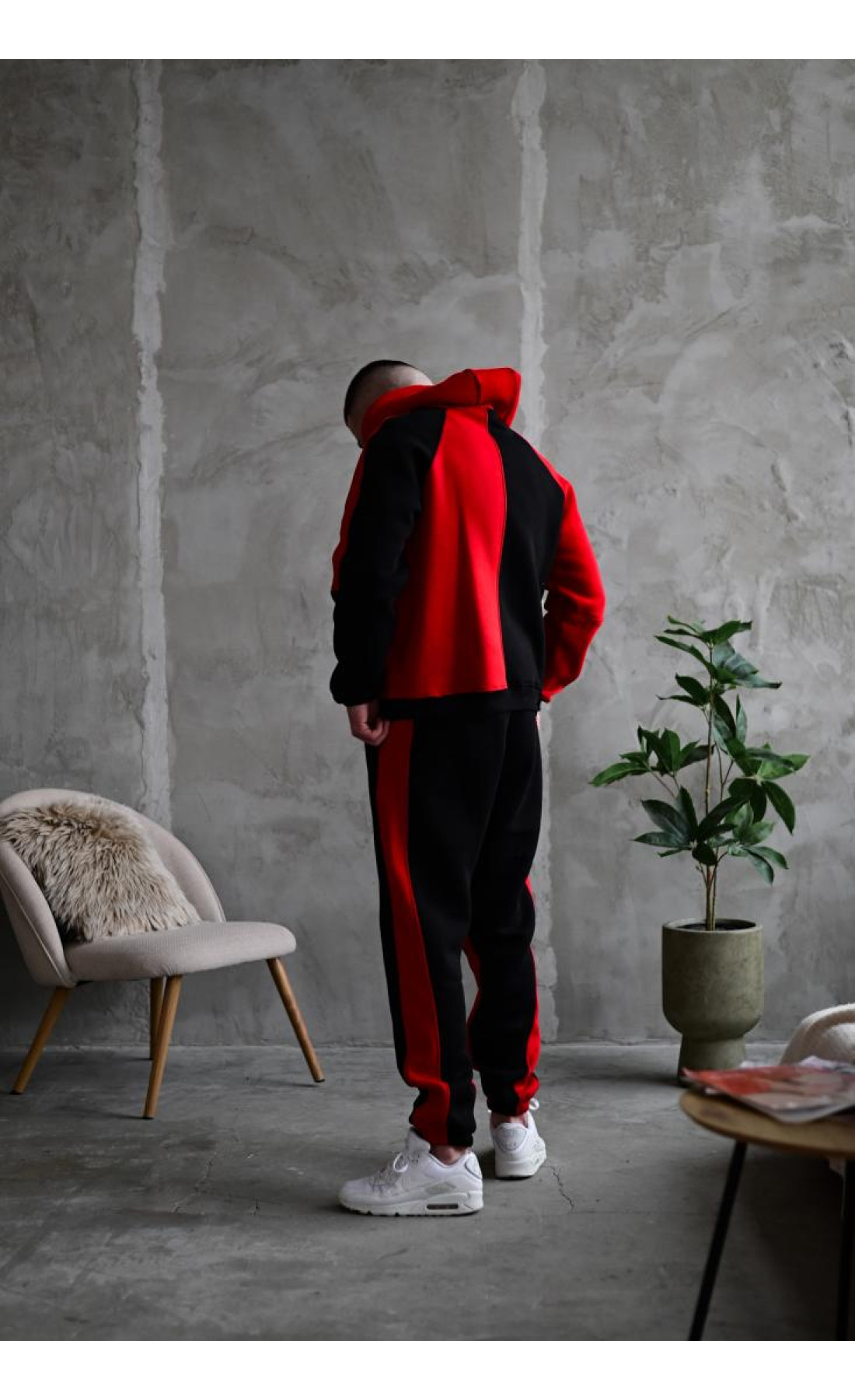 Спортивний костюм утеплений чоловічий красний чорний