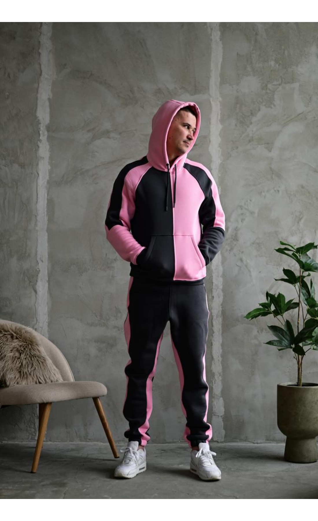 Cпортивний костюм на флісі теплий drapp сіро-рожевий