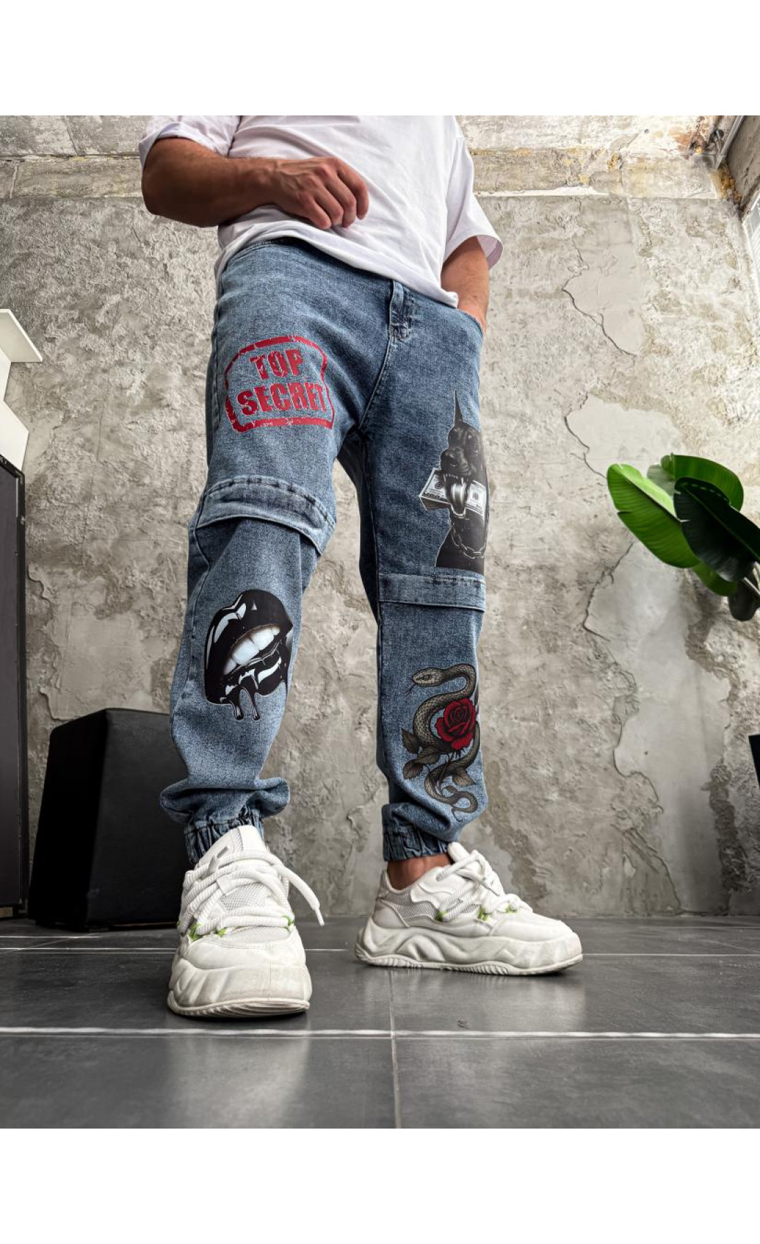 Джинси з принтом   вільні чоловічі