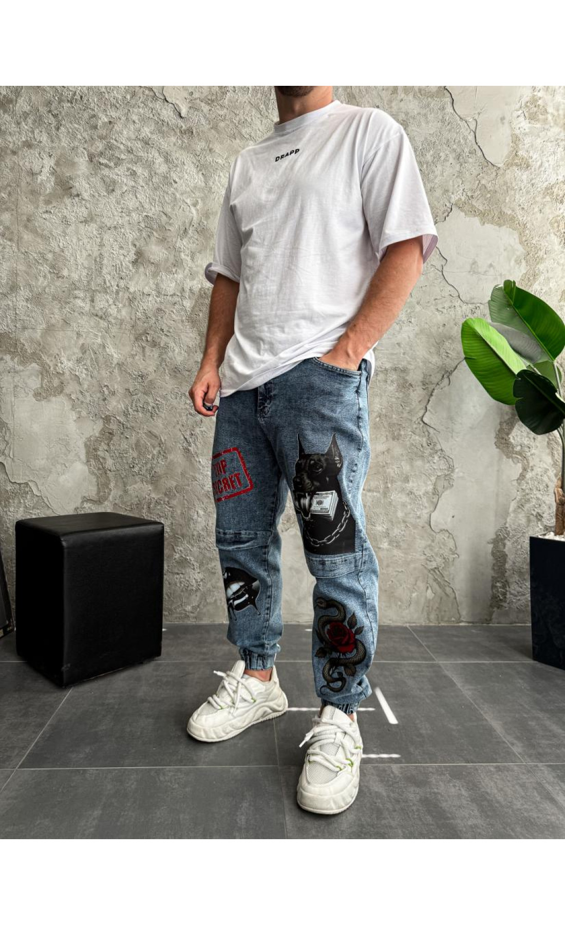 Джинси з принтом   вільні чоловічі