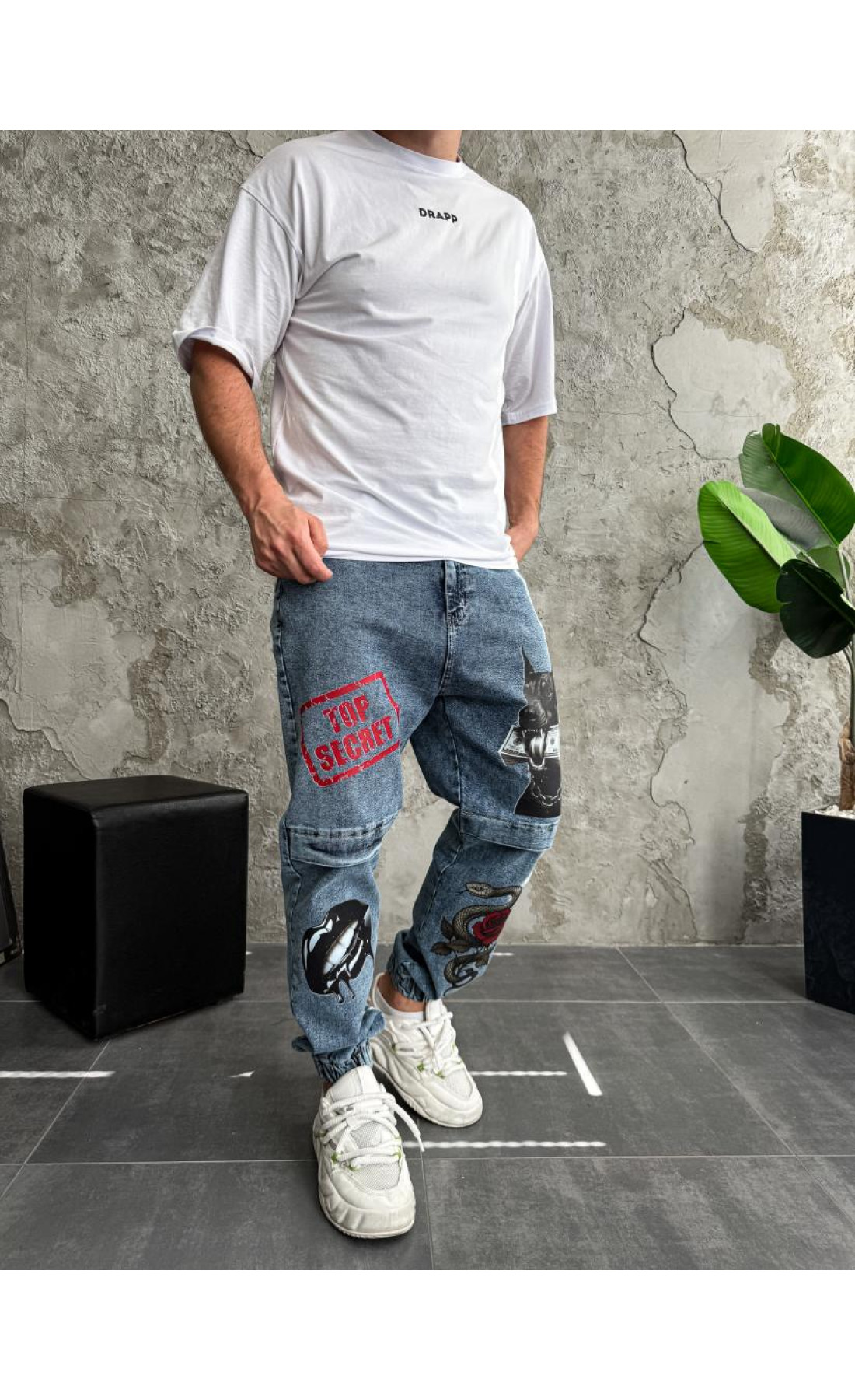 Джинси з принтом   вільні чоловічі