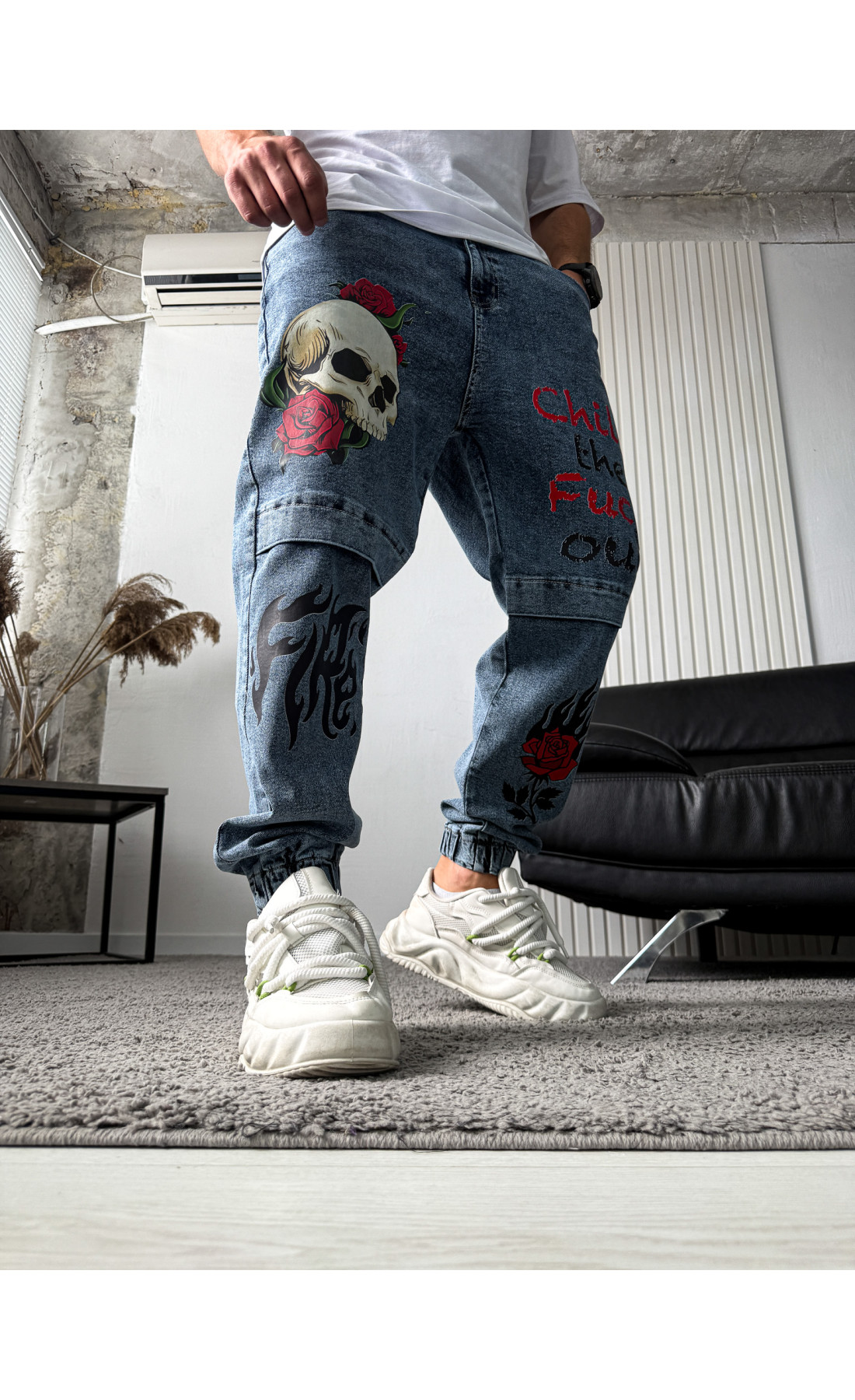 Джинси чоловічі  з принтом  яркі джогери