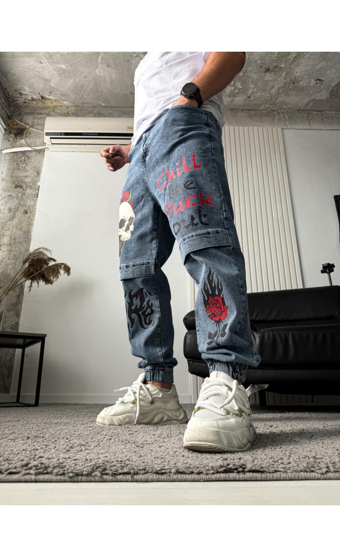 Джинси чоловічі  з принтом  яркі джогери